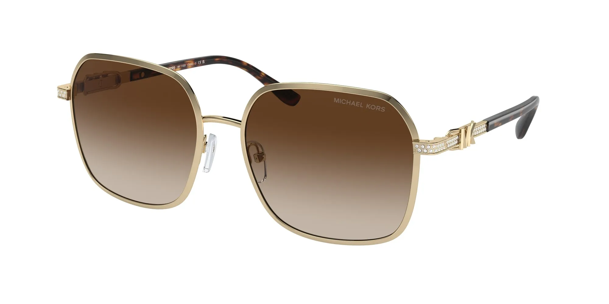 Michael Kors MK1145B CADIZ 101413 Occhiali da sole Metallo Oro Marrone Squadrata Normale Sfumato - immagine 1
