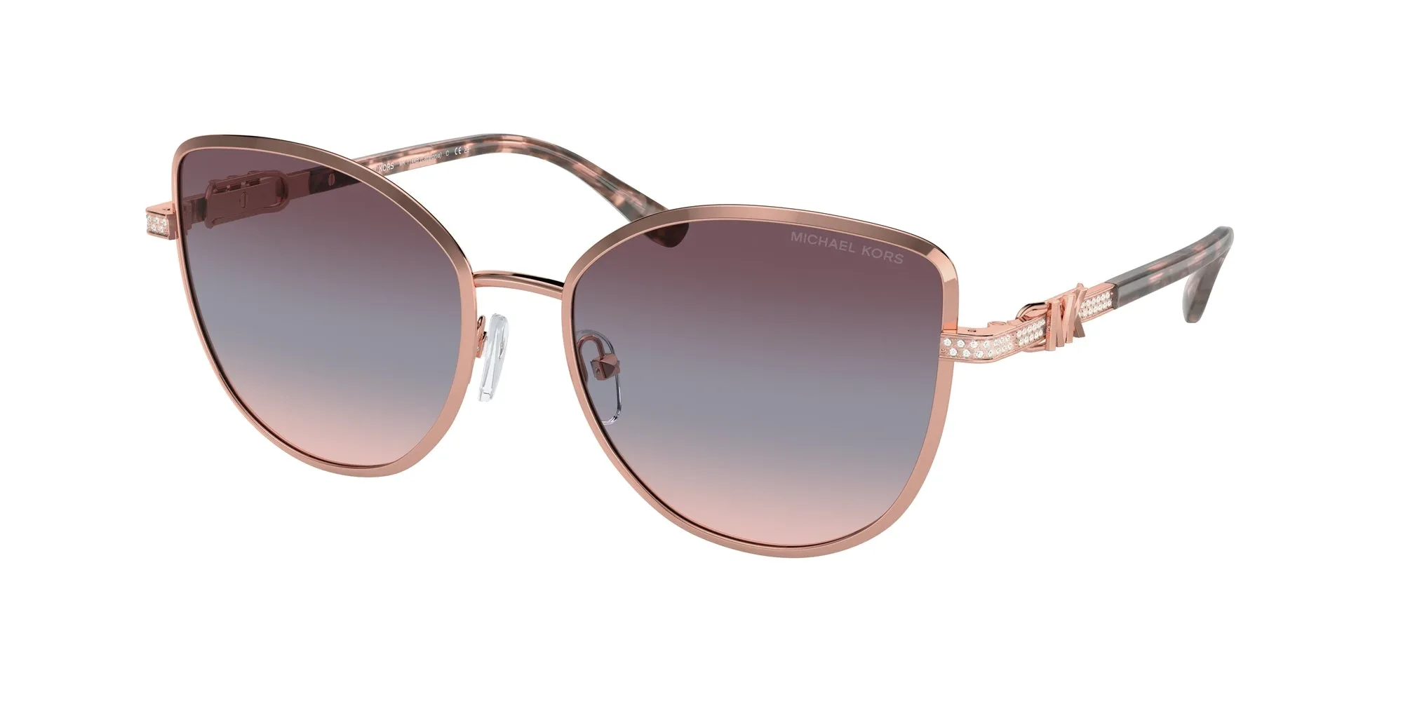 Michael Kors MK1144B CATALONIA 11080J Occhiali da sole Metallo Oro Rosa Cat Eye Normale Sfumato - immagine 1