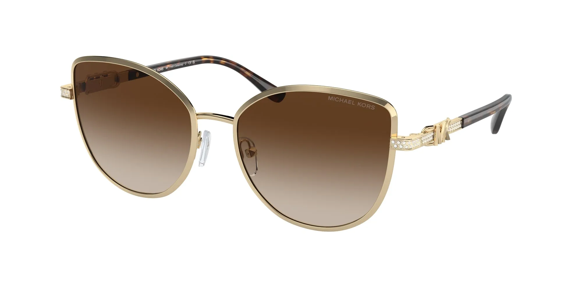 Michael Kors MK1144B CATALONIA 101413 Occhiali da sole Metallo Oro Marrone Cat Eye Normale Sfumato - immagine 1