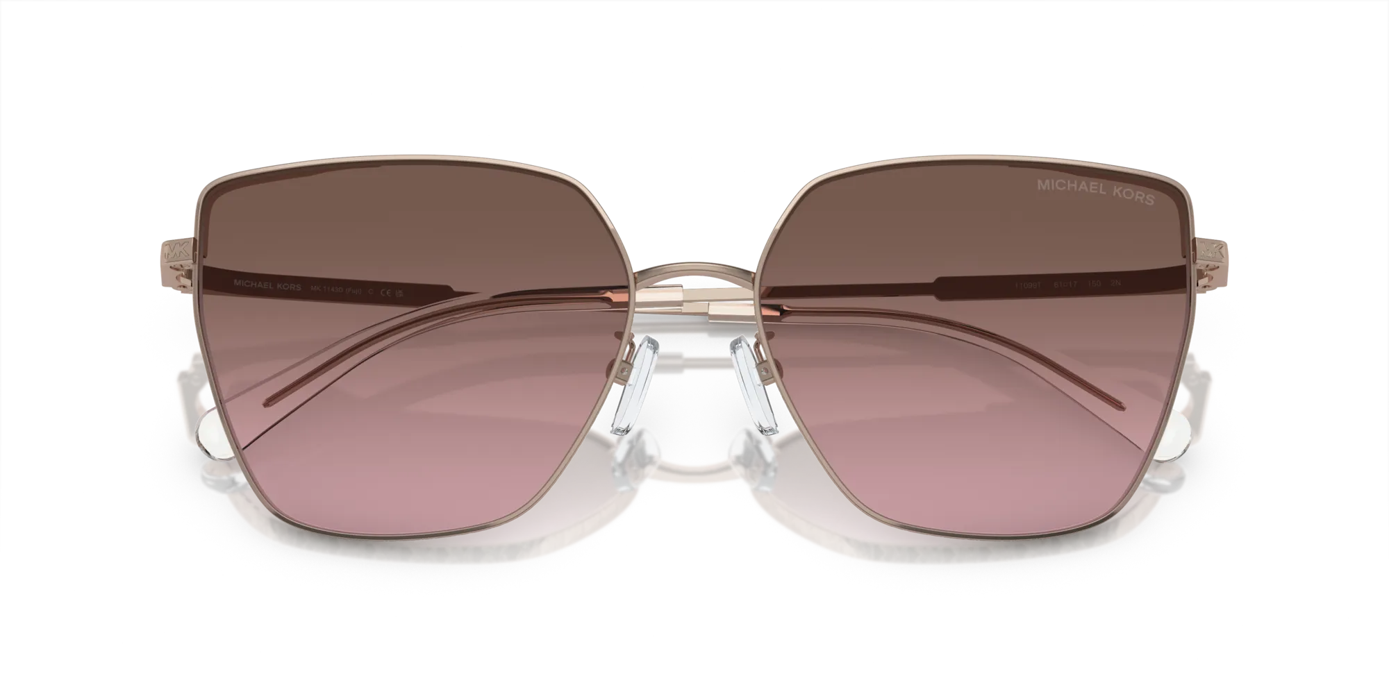 Michael Kors MK1143D FUJI 11099T Occhiali da sole Metallo Rosa Marrone Cat Eye Normale Sfumato - immagine 2