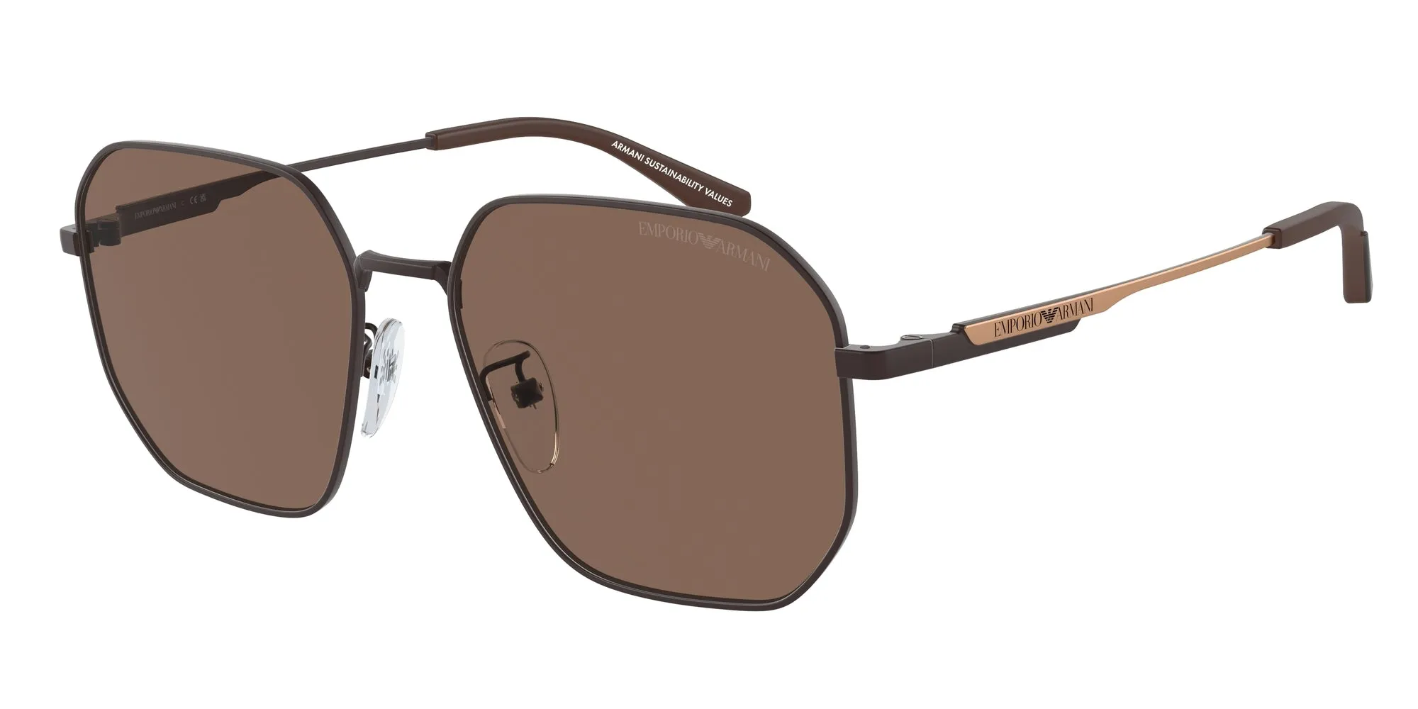 Emporio Armani EA2154D 320173 Occhiali da sole Metallo Marrone Marrone Pilot Normale - immagine 1