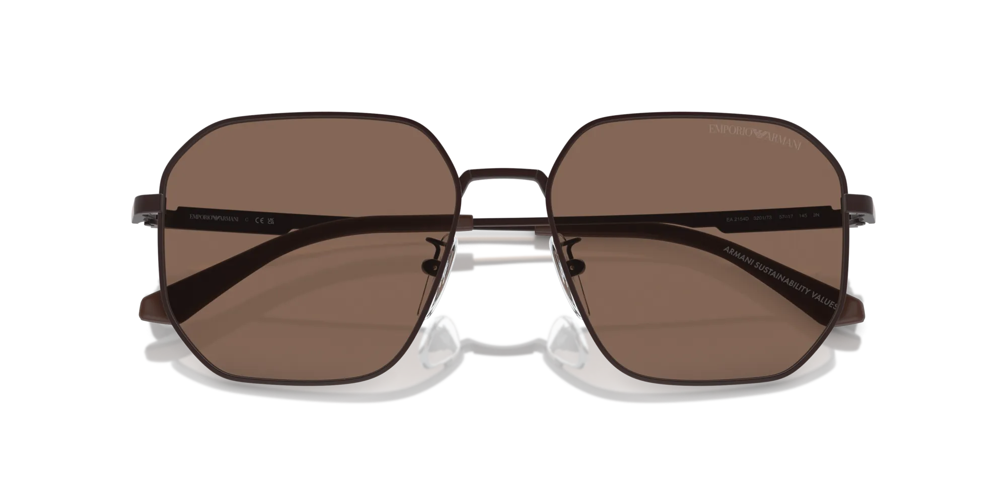 Emporio Armani EA2154D 320173 Occhiali da sole Metallo Marrone Marrone Pilot Normale - immagine 2