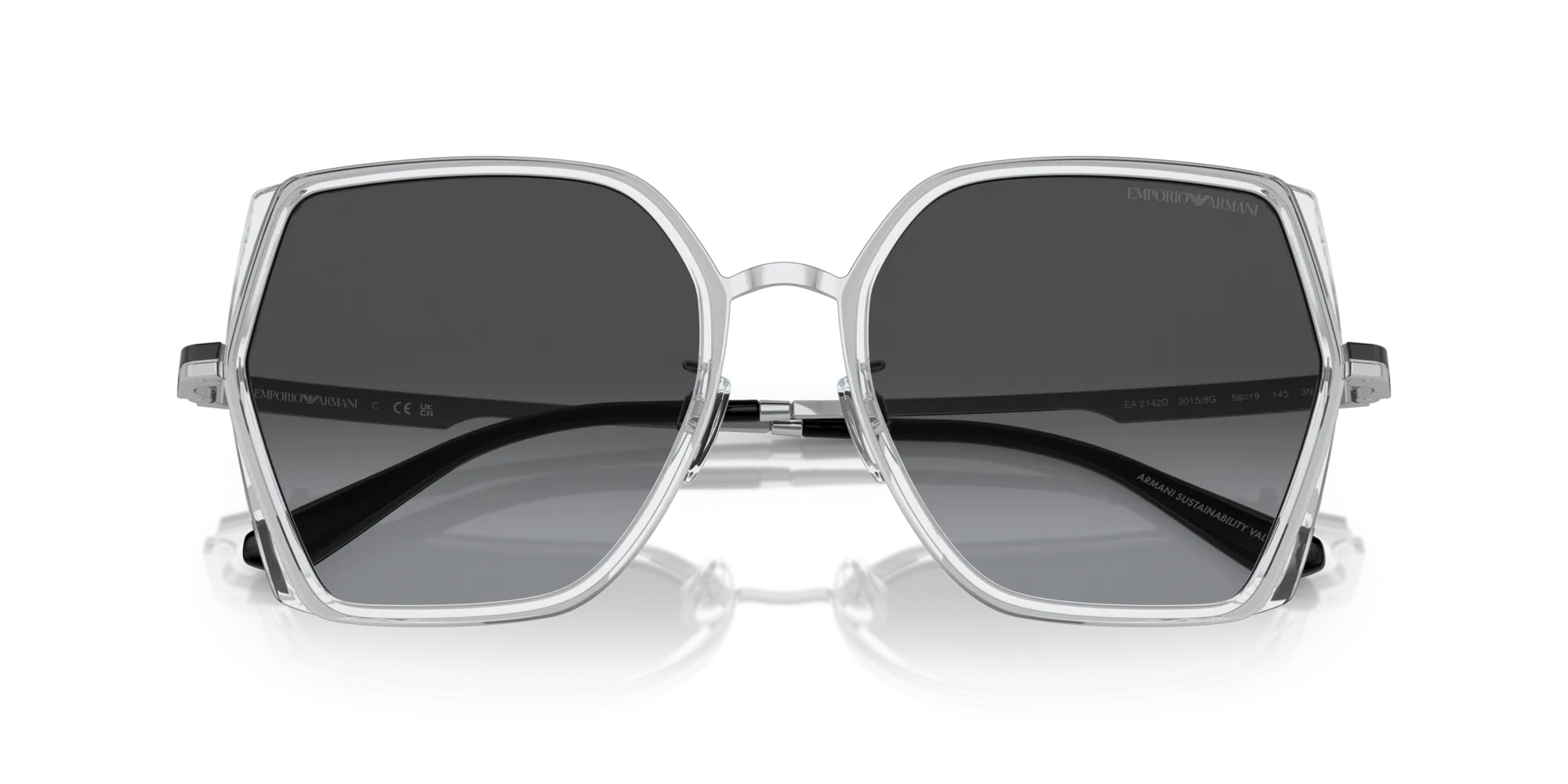 Emporio Armani EA2142D 30158G Occhiali da sole Metallo Trasparente Grigio Squadrata Normale Sfumato - immagine 2