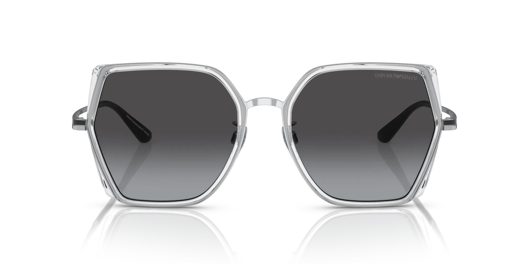 Emporio Armani EA2142D 30158G Occhiali da sole Metallo Trasparente Grigio Squadrata Normale Sfumato - immagine 3