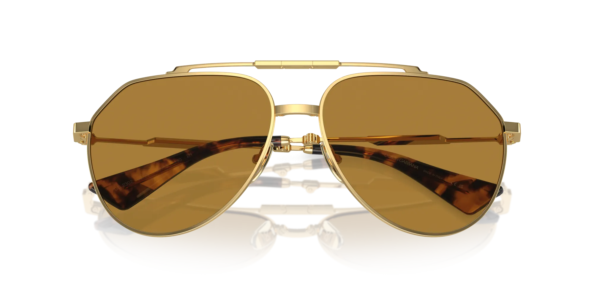 Dolce & Gabbana DG2302 02/53 Occhiali da sole Metallo Oro Marrone Pilot Normale - immagine 2