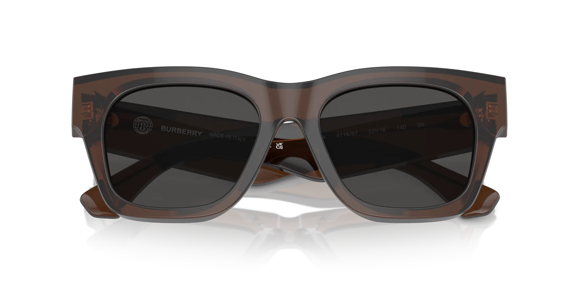 Burberry BE4424 411687 Occhiali da sole Acetato Marrone Grigio Squadrata Normale - immagine 2
