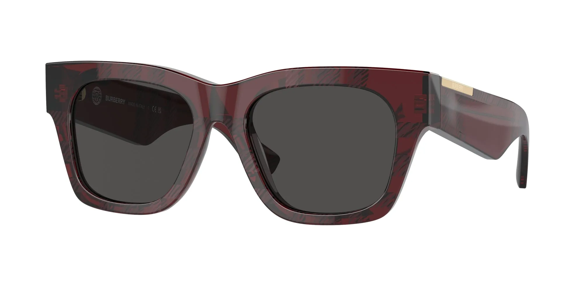 Burberry BE4424 411587 Occhiali da sole Acetato Rosso Grigio Squadrata Normale - immagine 1