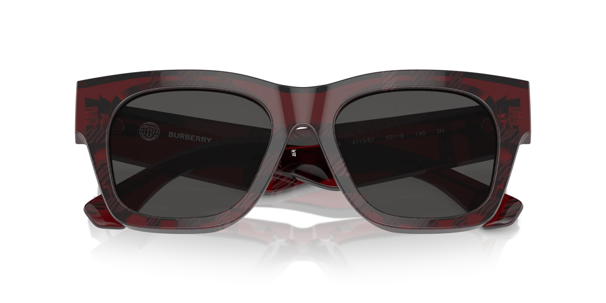 Burberry BE4424 411587 Occhiali da sole Acetato Rosso Grigio Squadrata Normale - immagine 2