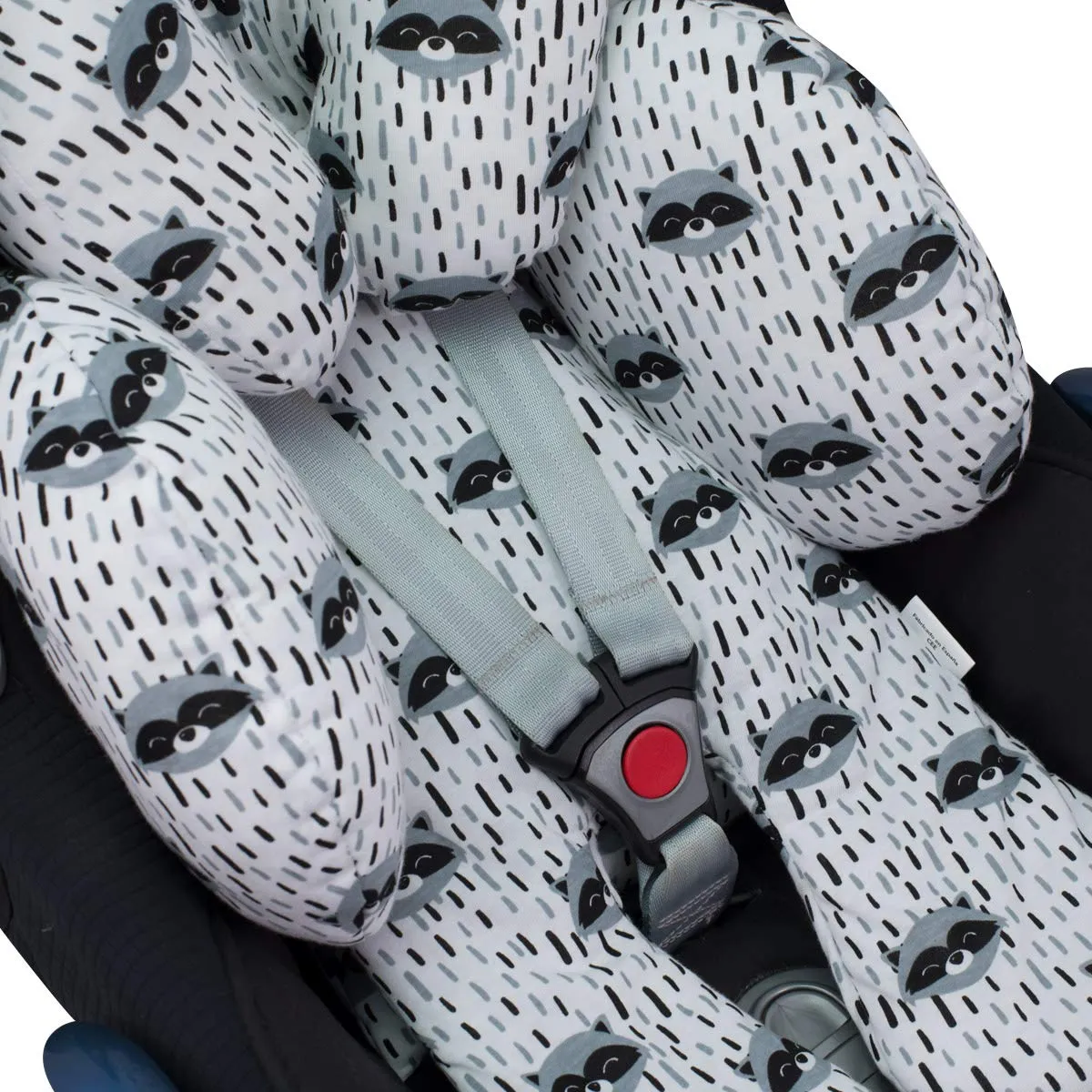 JYOKO KIDS Riduttore Antiallergico universale per Ovetto, Passeggino, Navicella 100% cotone (Raccoon, 2 Pezzi) - immagine 6