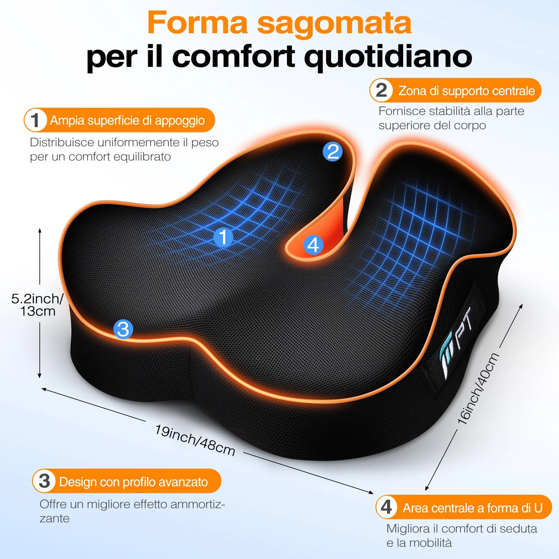 POOTACK Cuscino Sedia Ufficio Memory Foam, Comfort e Supporto per Sedute - immagine 5