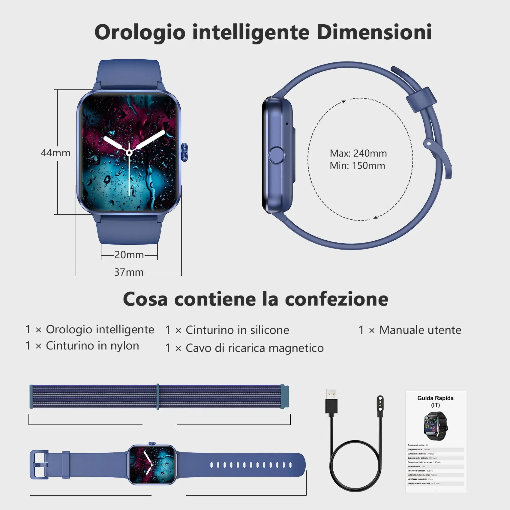 Blackview Smartwatch Uomo Donna, Effettua e Rispondi alle Chiamate,1,85'' Orologio Intelligente Fitness,Cardiofrequenzimetro, Monitoraggio del Sonno, Calcolatori per Android iOS Blue - immagine 7
