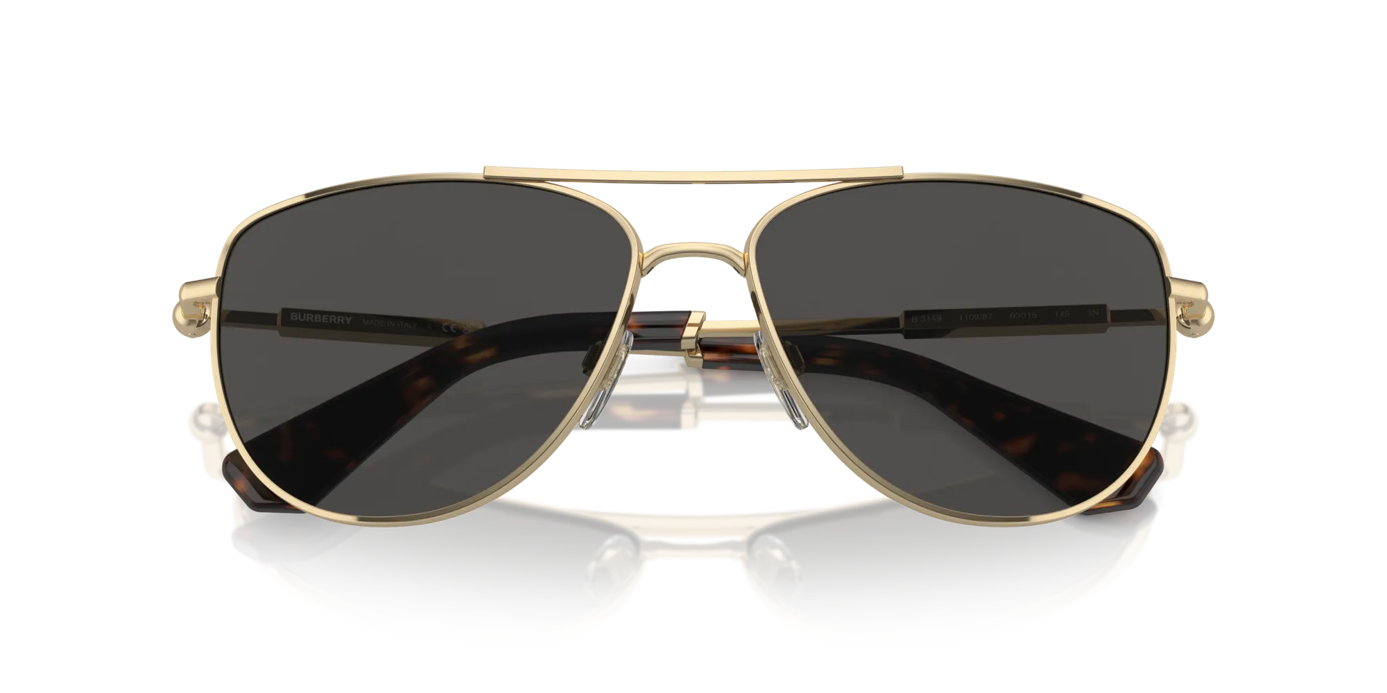 Burberry BE3149 110987 Occhiali da sole Metallo Oro Grigio Pilot Normale - immagine 2