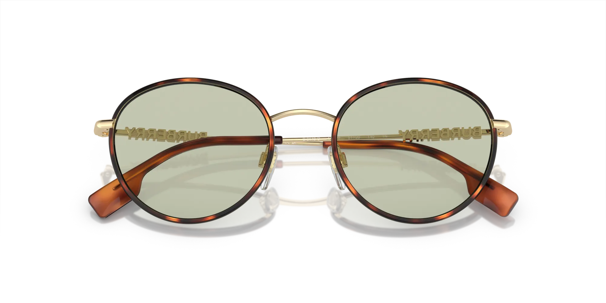 Burberry BE3148D 1109/2 Occhiali da sole Metallo Tartaruga Verde Rotonda Normale - immagine 2