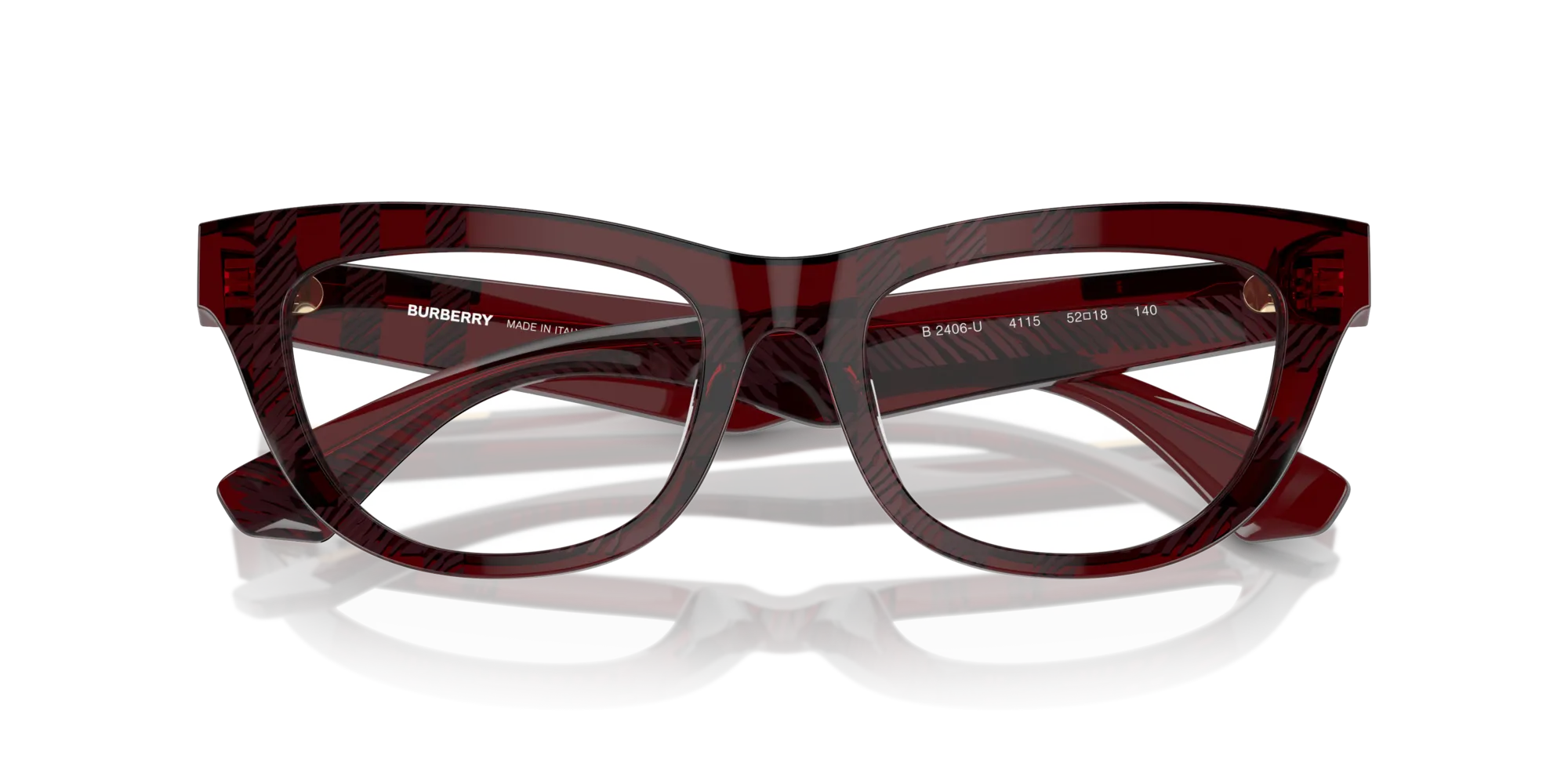 Burberry BE2406U 4115 Montature da vista Acetato Rosso Trasparente Squadrata Normale - immagine 2