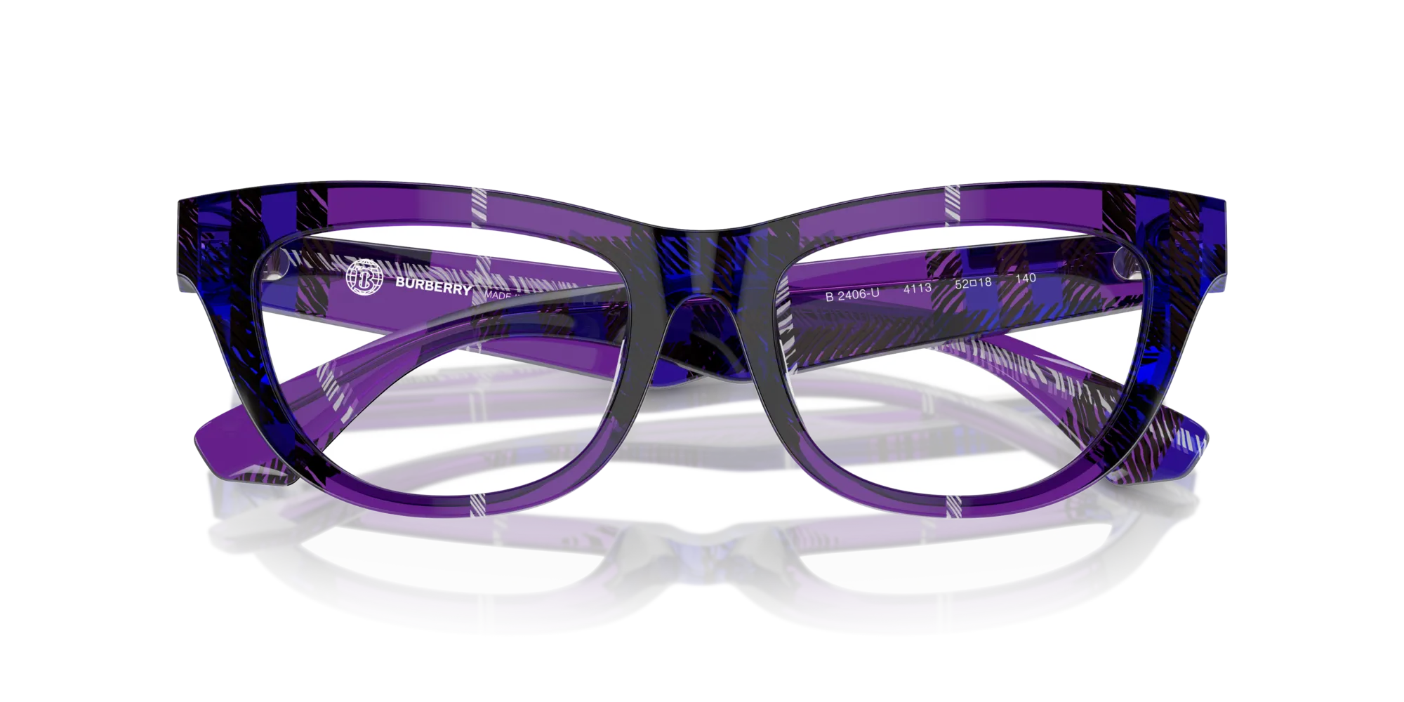 Burberry BE2406U 4113 Montature da vista Acetato Viola Trasparente Squadrata Normale - immagine 2