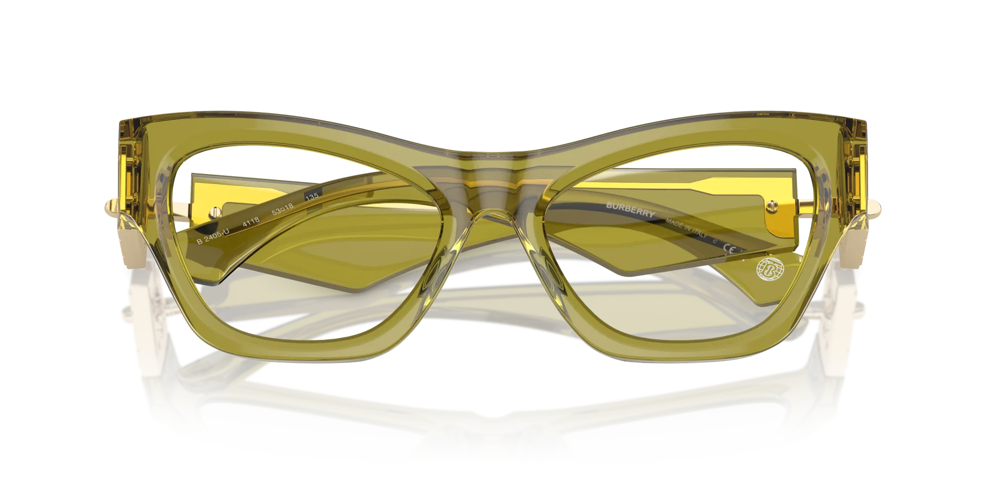 Burberry BE2405U 4118 Montature da vista Acetato Verde Trasparente Cat Eye Normale - immagine 2