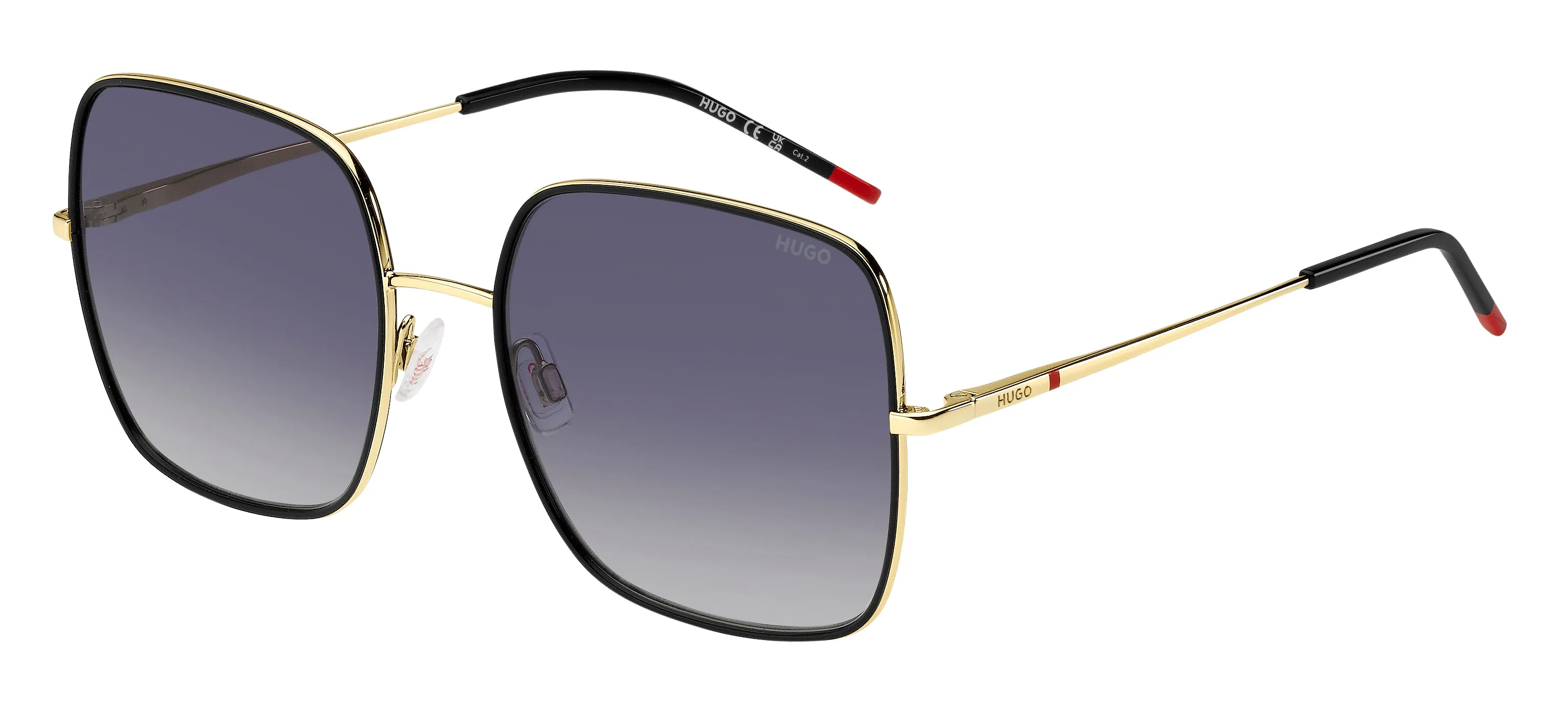 Hugo Boss HG 1293/S RHL/9O Occhiali da sole Metallo Oro Grigio Squadrata Sfumato - immagine 1