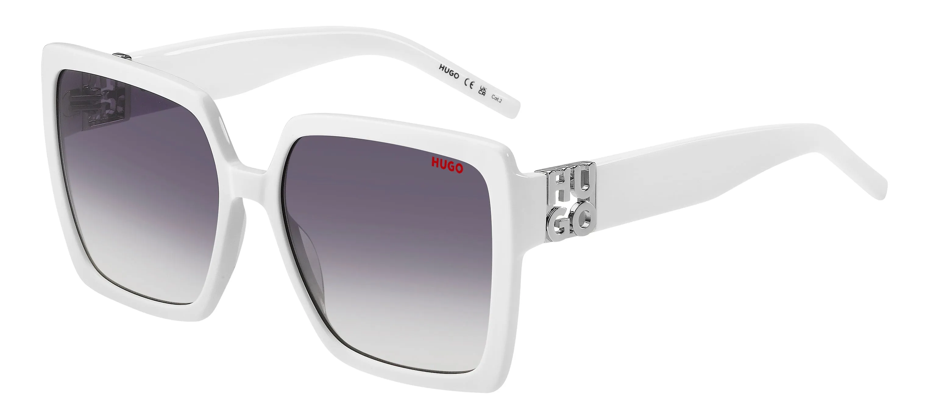 Hugo Boss HG 1285/S VK6/9O Occhiali da sole Acetato Bianco Grigio Squadrata Sfumato - immagine 1