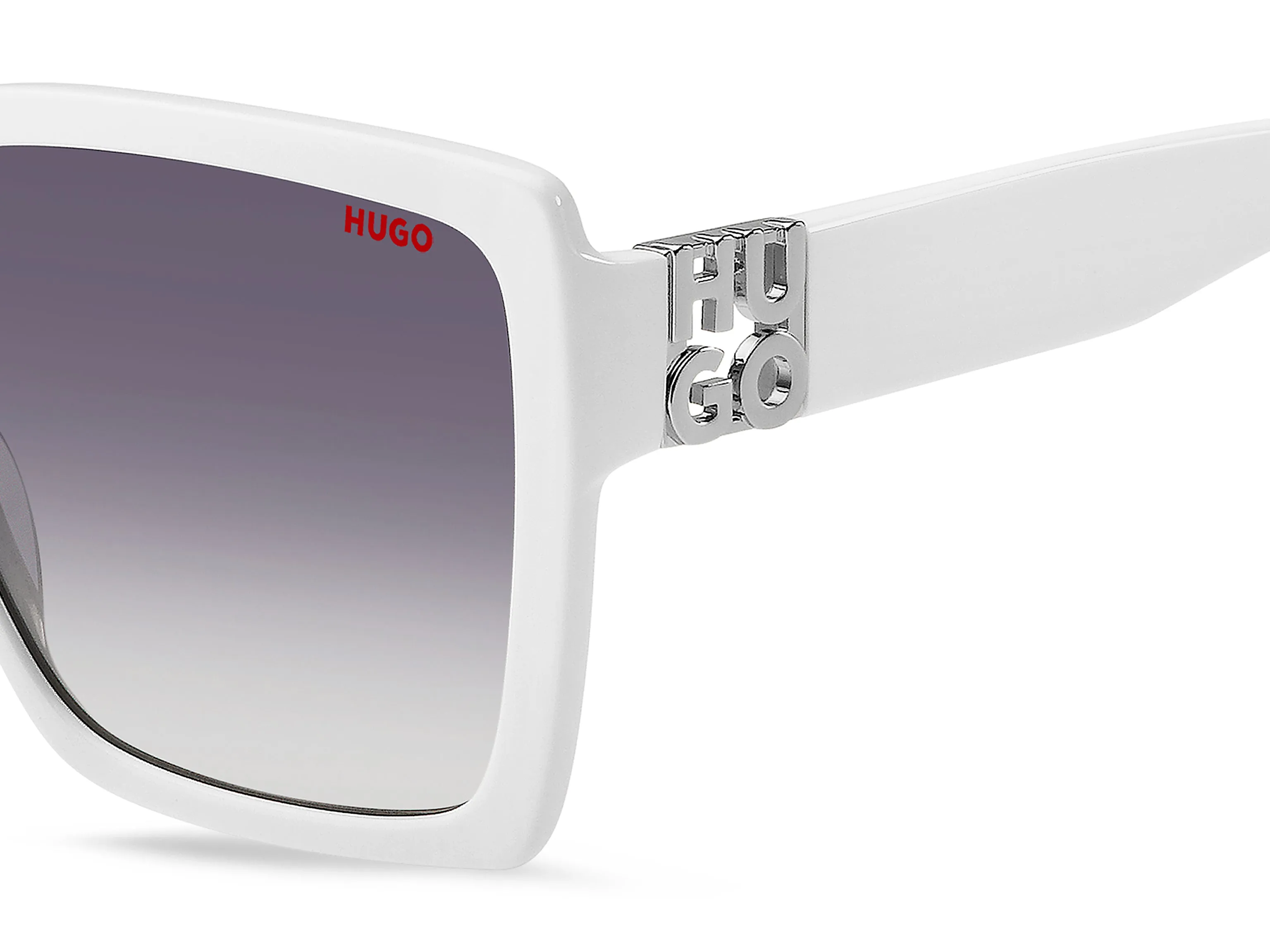 Hugo Boss HG 1285/S VK6/9O Occhiali da sole Acetato Bianco Grigio Squadrata Sfumato - immagine 3