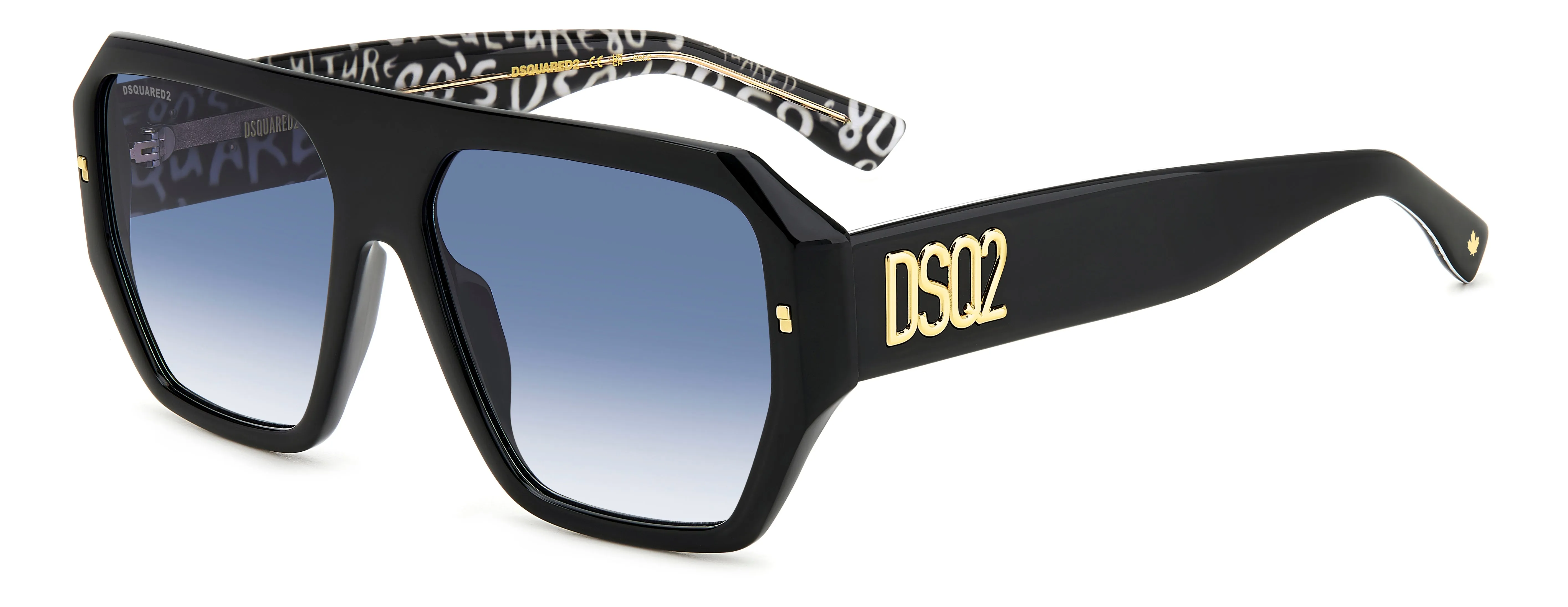 Dsquared2 D2 0128/S TAY/08 Occhiali da sole Acetato Nero Blu Squadrata Normale Sfumato - immagine 1
