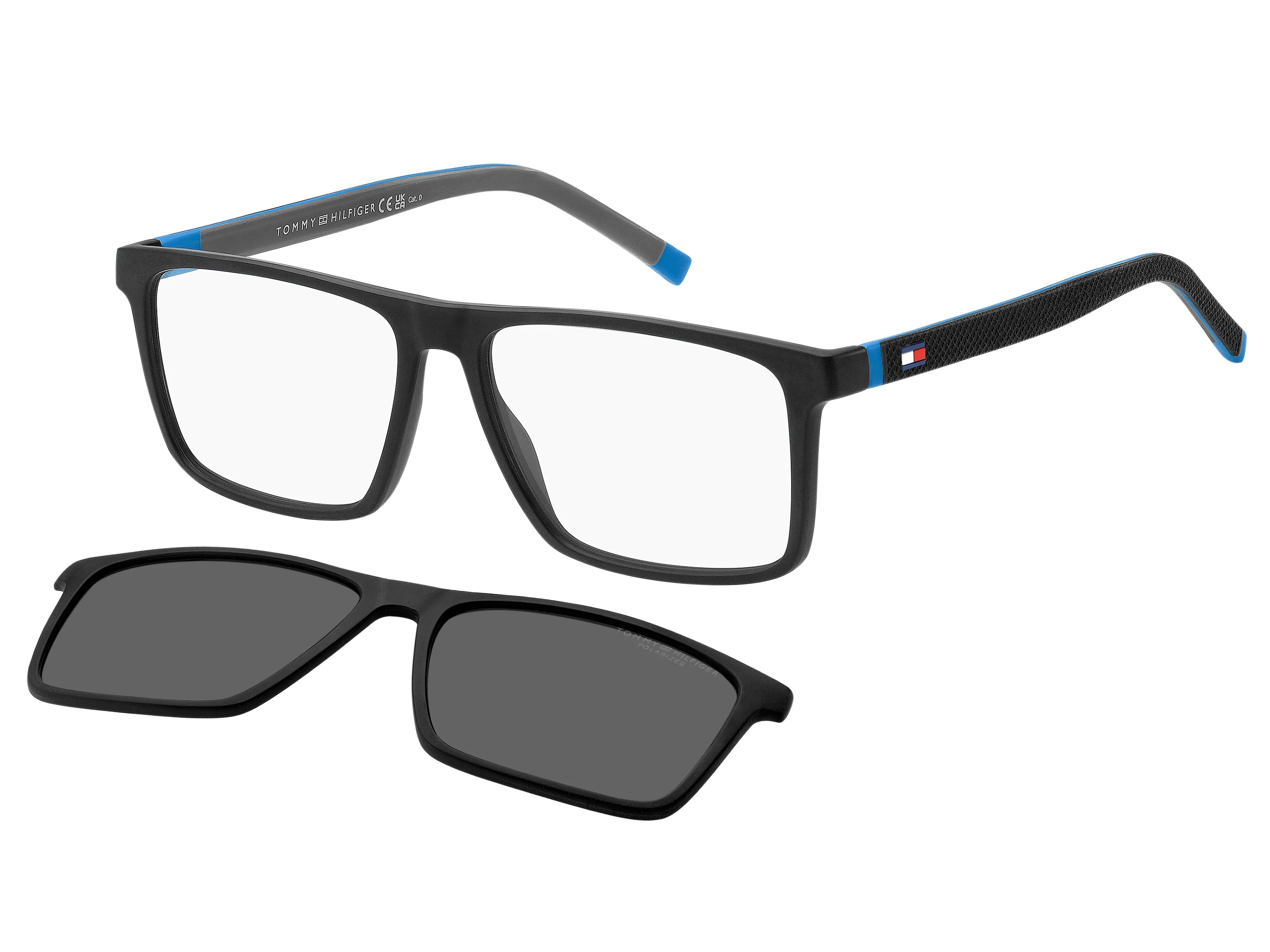 Tommy Hilfiger TH 2086/CS 003/M9 Occhiali da sole Iniettato Nero Grigio Squadrata Polarizzata - immagine 1