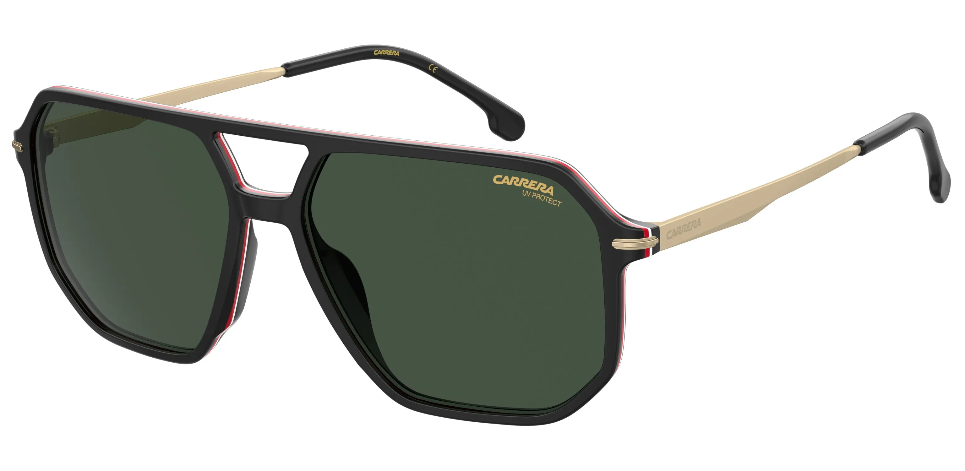 Carrera CARRERA 324/S 807/QT Occhiali da sole Acetato Nero Verde Geometrica - immagine 1