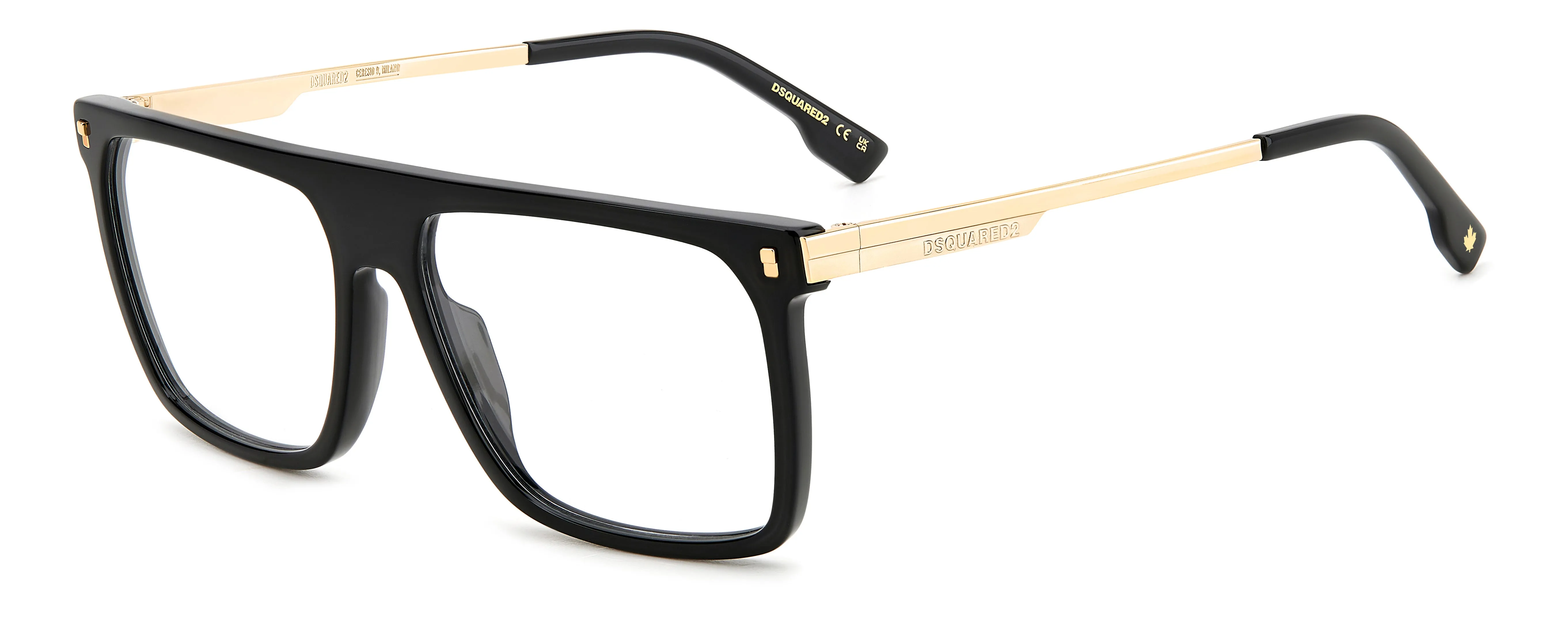 Dsquared2 D2 0122 2M2 Montature da vista Acetato Nero/Oro Squadrata - immagine 1