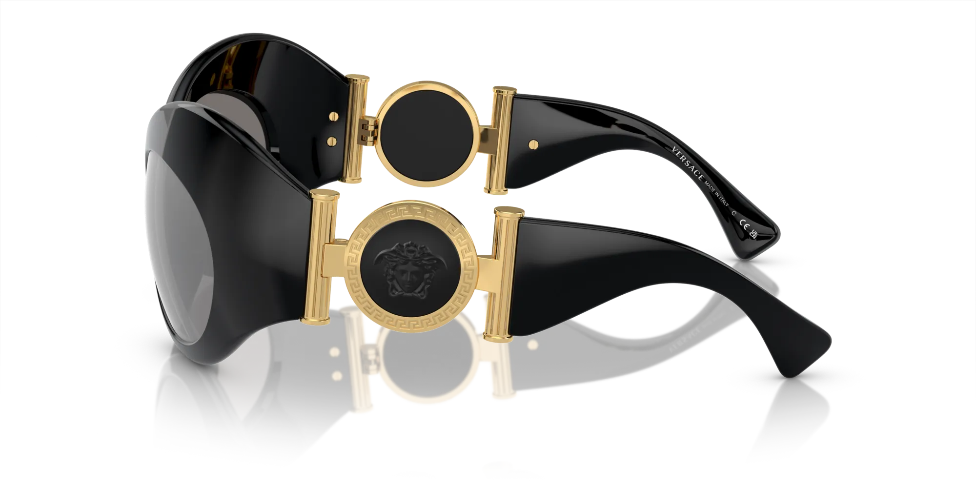 Versace VE4462 GB1/6G Occhiali da sole Iniettato Nero Grigio Geometrica Specchiate Specchiato - immagine 4