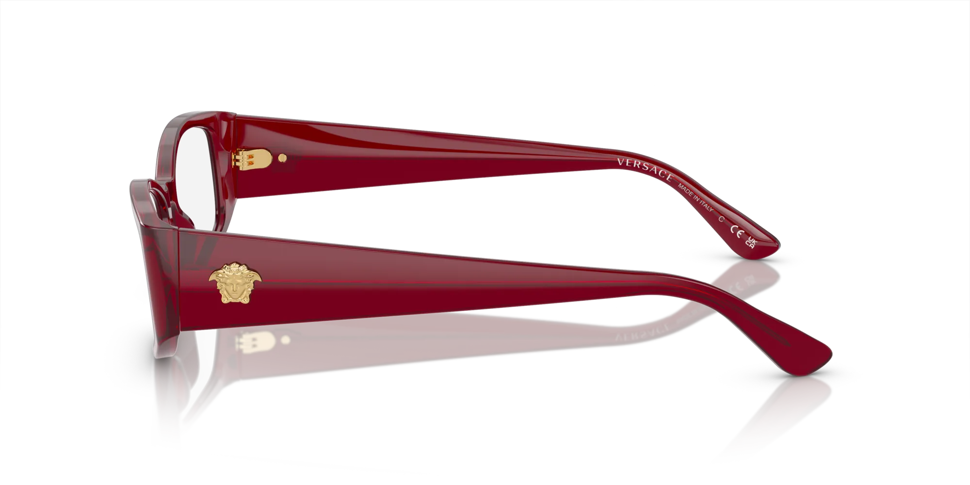 Versace VE3343 5430 Montature da vista Acetato Rosso Trasparente Geometrica Normale - immagine 4