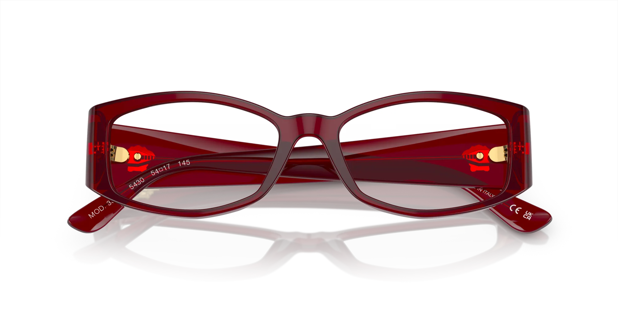 Versace VE3343 5430 Montature da vista Acetato Rosso Trasparente Geometrica Normale - immagine 2