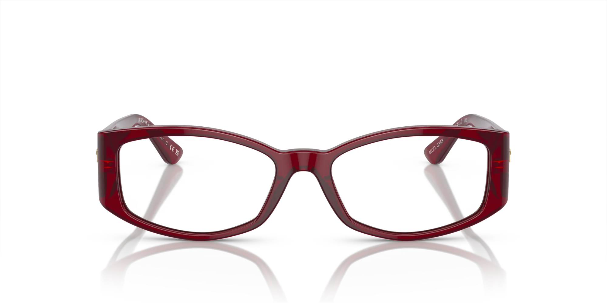 Versace VE3343 5430 Montature da vista Acetato Rosso Trasparente Geometrica Normale - immagine 3