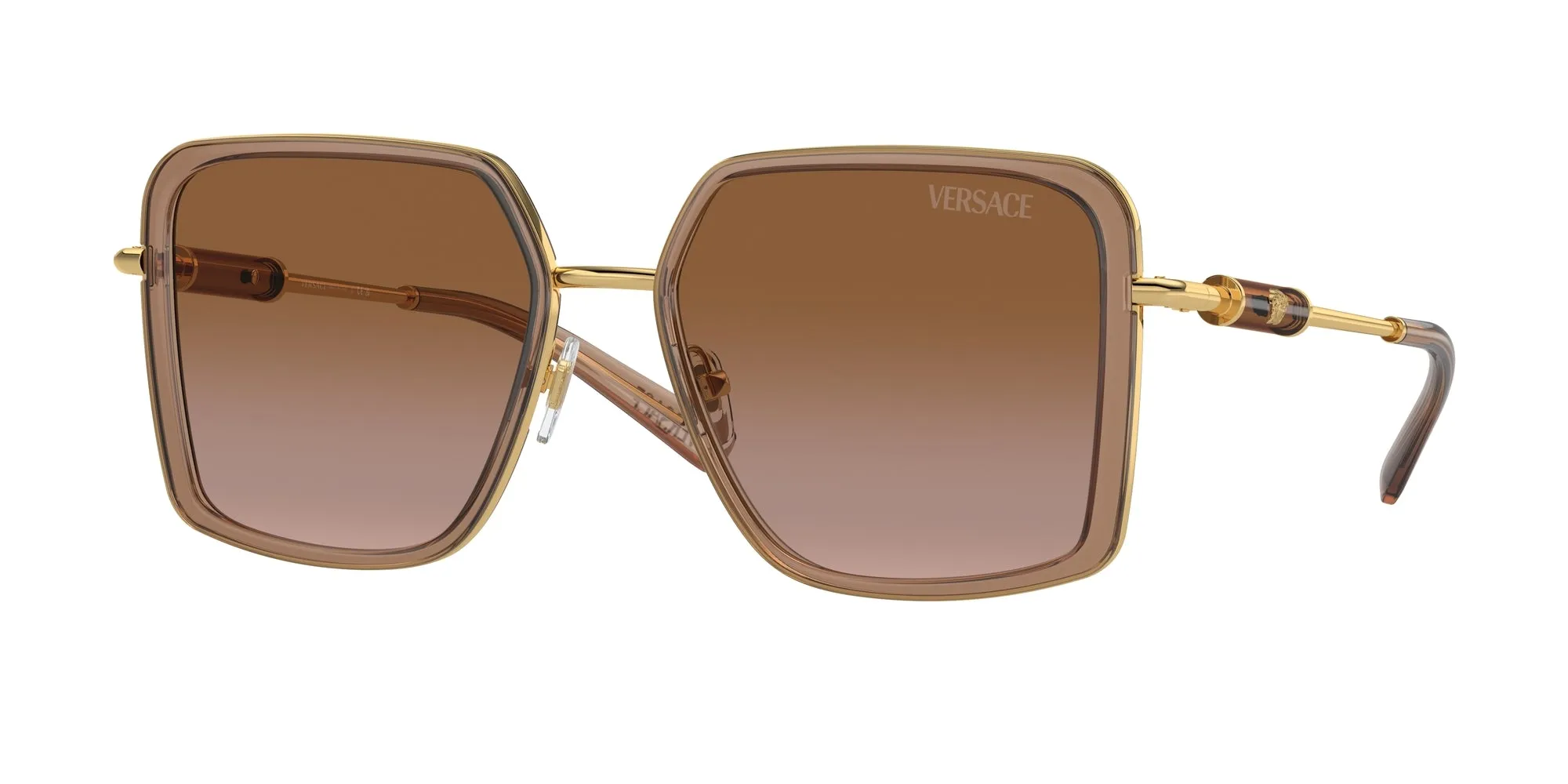 Versace VE2261 100213 Occhiali da sole Metallo Marrone Marrone Squadrata Normale Sfumato - immagine 1