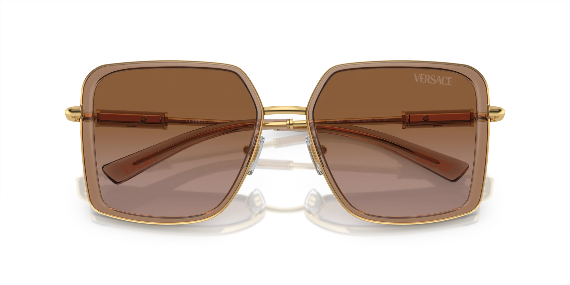 Versace VE2261 100213 Occhiali da sole Metallo Marrone Marrone Squadrata Normale Sfumato - immagine 2
