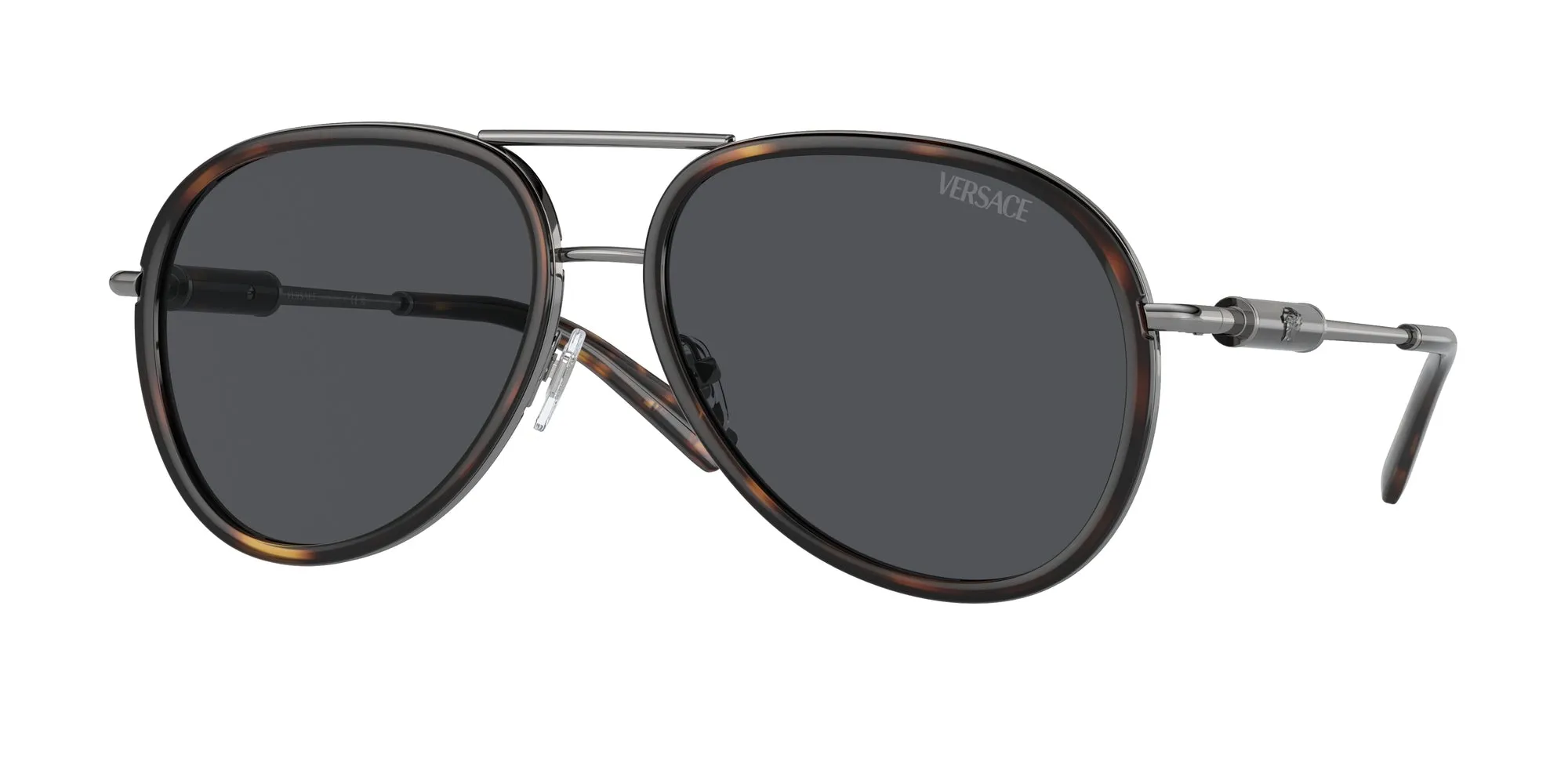 Versace VE2260 100187 Occhiali da sole Metallo Tartaruga Grigio Pilot Normale - immagine 1