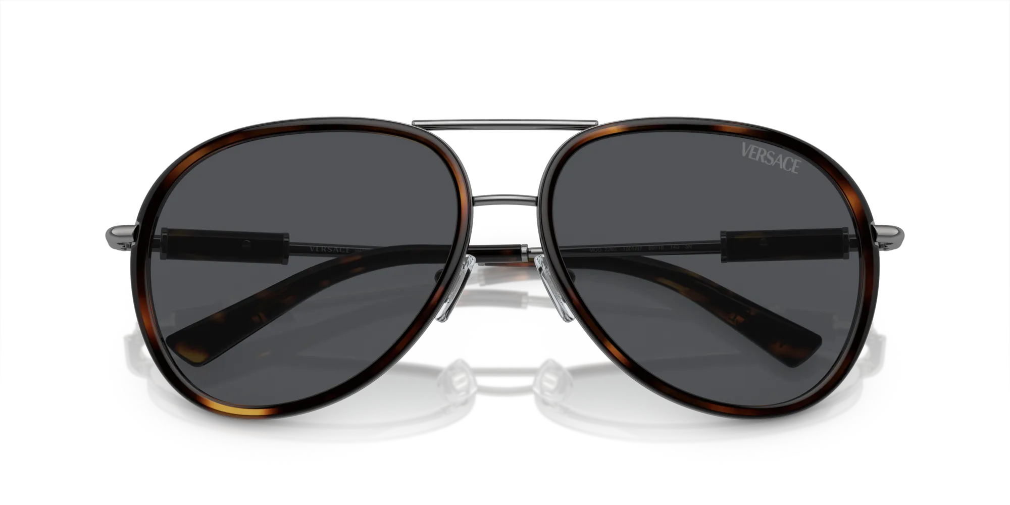 Versace VE2260 100187 Occhiali da sole Metallo Tartaruga Grigio Pilot Normale - immagine 2