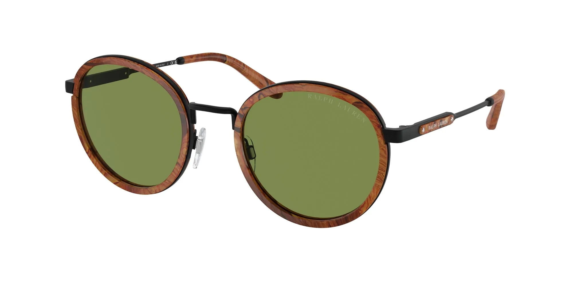 Ralph Lauren RL7081 THE CLUBMAN 93044E Occhiali da sole Metallo Marrone Verde Rotonda Normale Antiriflesso - immagine 1