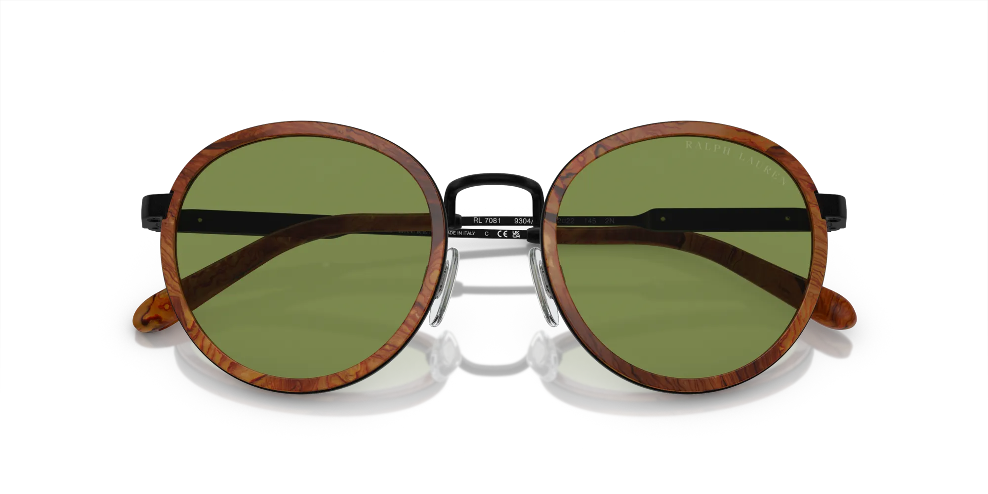 Ralph Lauren RL7081 THE CLUBMAN 93044E Occhiali da sole Metallo Marrone Verde Rotonda Normale Antiriflesso - immagine 2