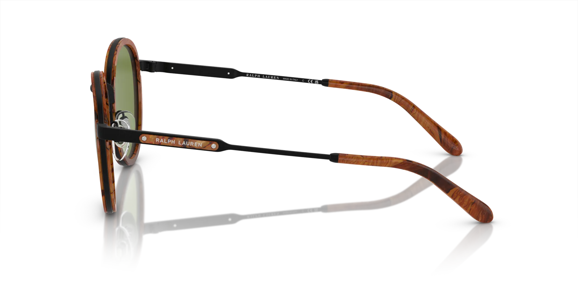 Ralph Lauren RL7081 THE CLUBMAN 93044E Occhiali da sole Metallo Marrone Verde Rotonda Normale Antiriflesso - immagine 4