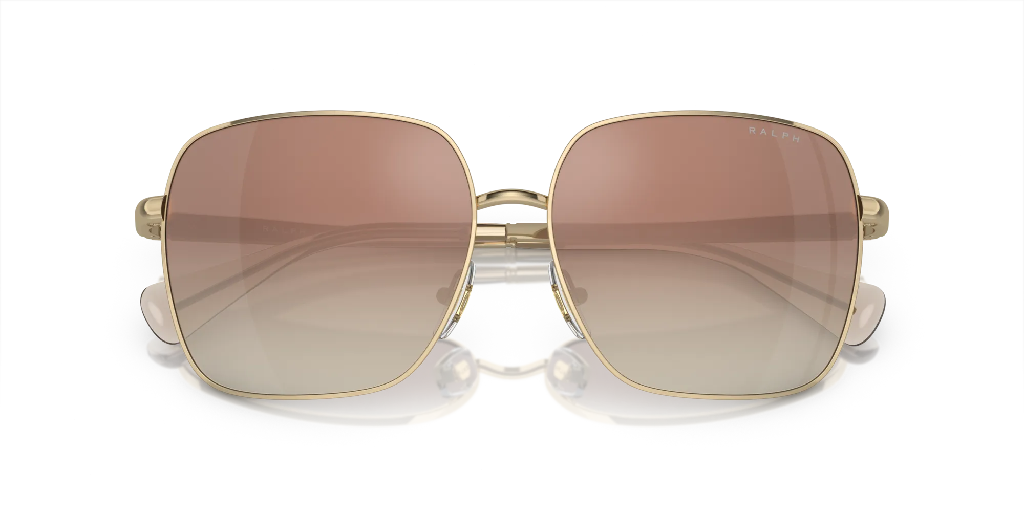 Ralph Lauren RA4142 9116B8 Occhiali da sole Metallo Oro Marrone Squadrata Normale Sfumato - immagine 2