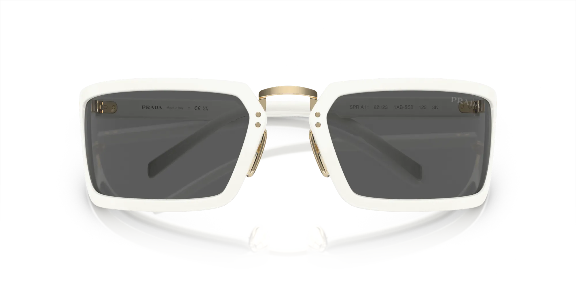 Prada PR A11S 4615S0 Occhiali da sole Acetato Bianco Grigio Geometrica Normale - immagine 2