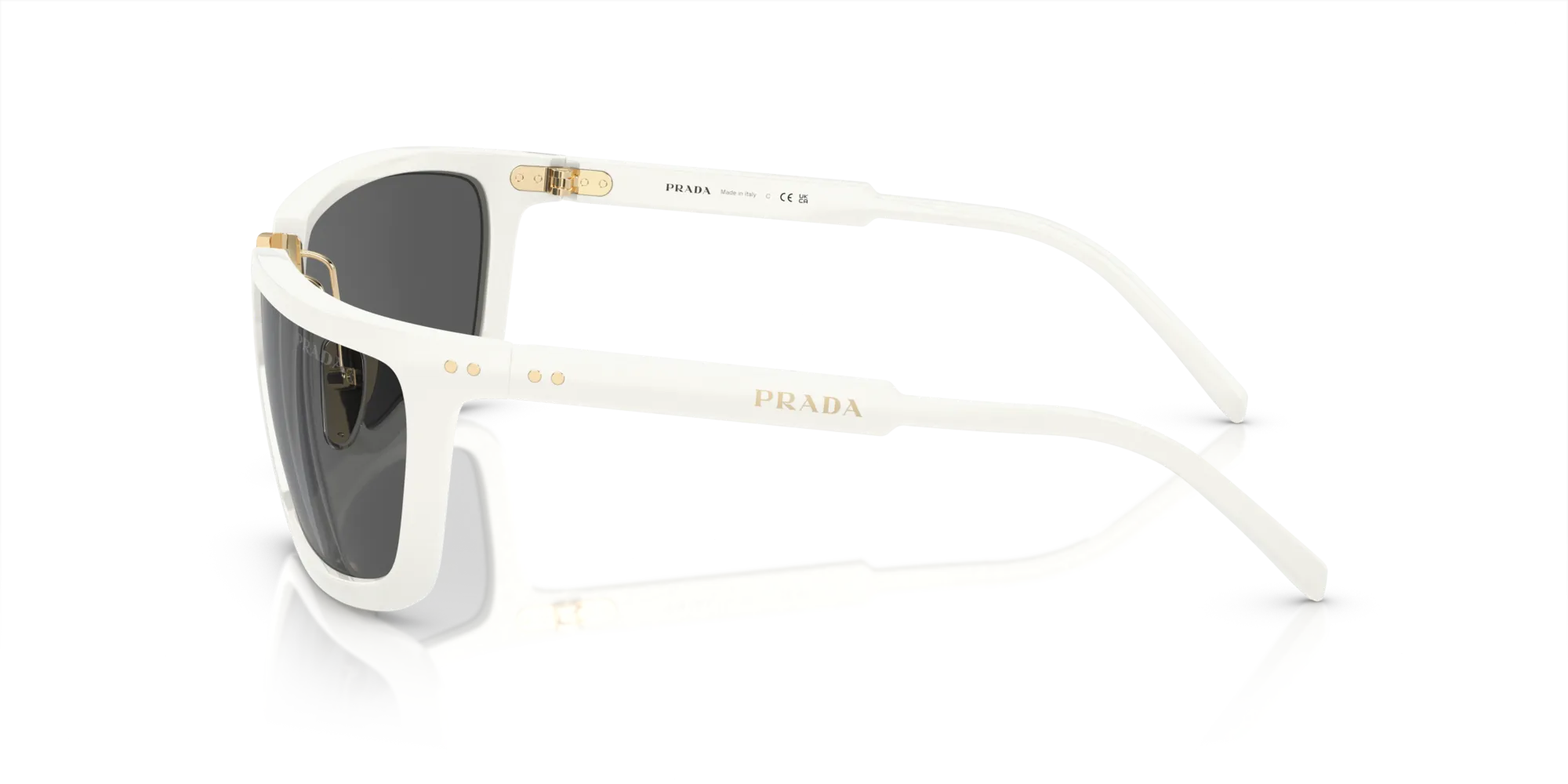 Prada PR A11S 4615S0 Occhiali da sole Acetato Bianco Grigio Geometrica Normale - immagine 4
