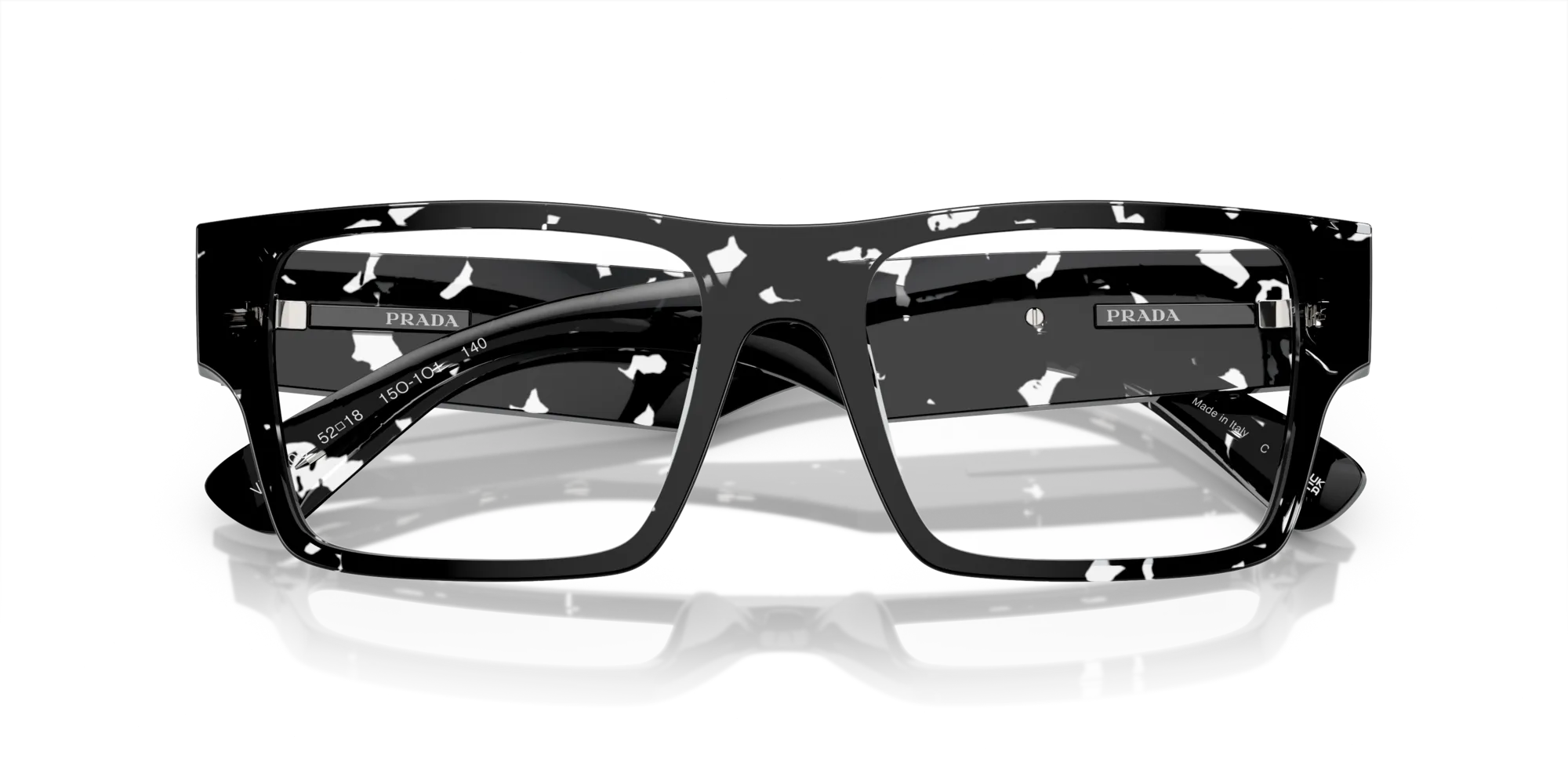 Prada PR A08V 15O1O1 Montature da vista Acetato Marrone Trasparente Squadrata Normale - immagine 2