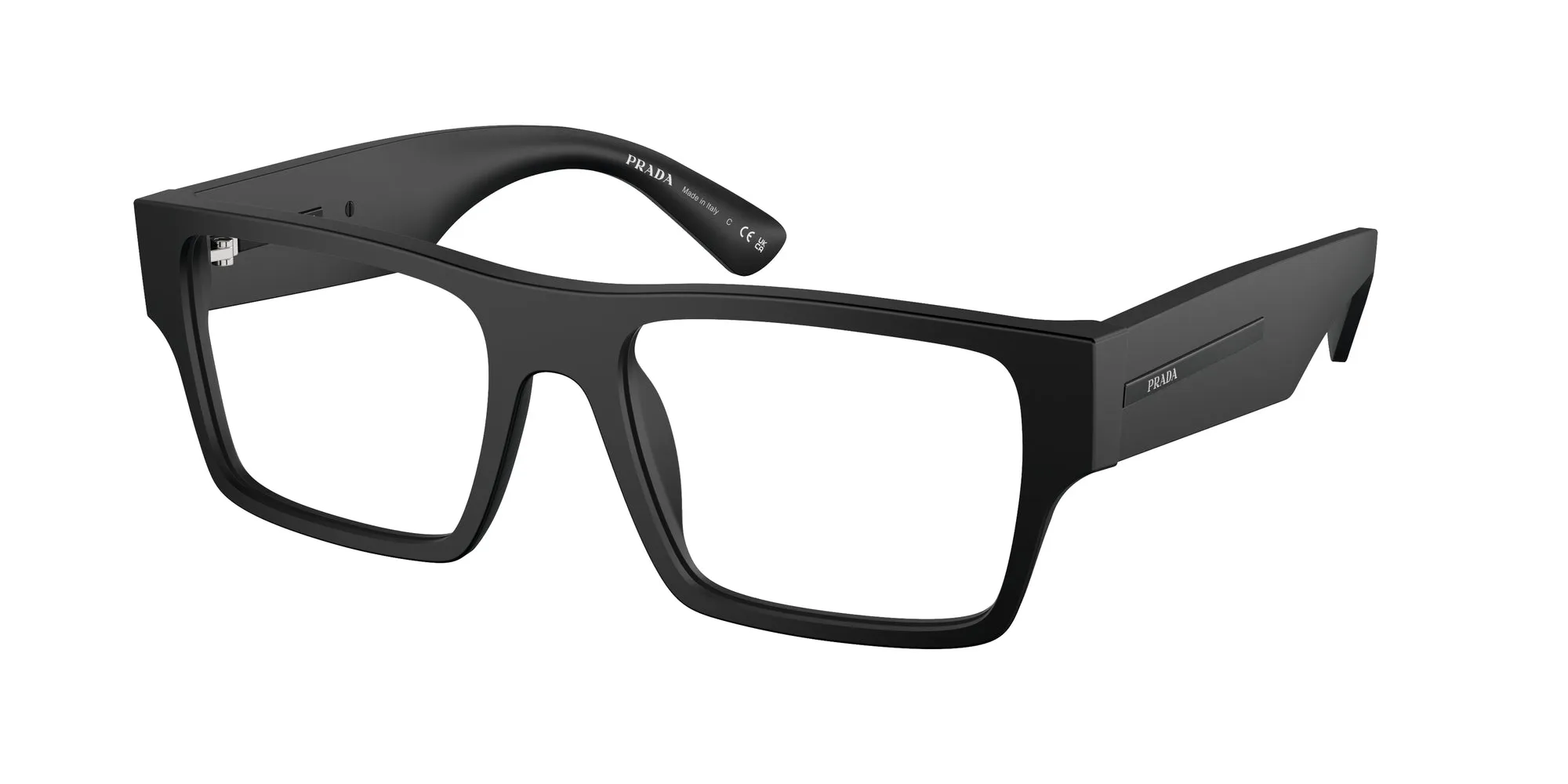 Prada PR A08V 12P1O1 Montature da vista Acetato Nero Trasparente Squadrata Normale - immagine 1