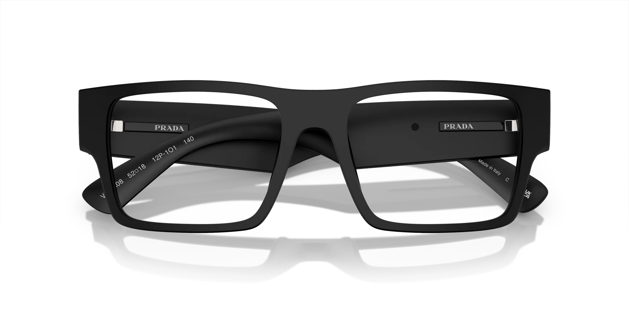 Prada PR A08V 12P1O1 Montature da vista Acetato Nero Trasparente Squadrata Normale - immagine 2