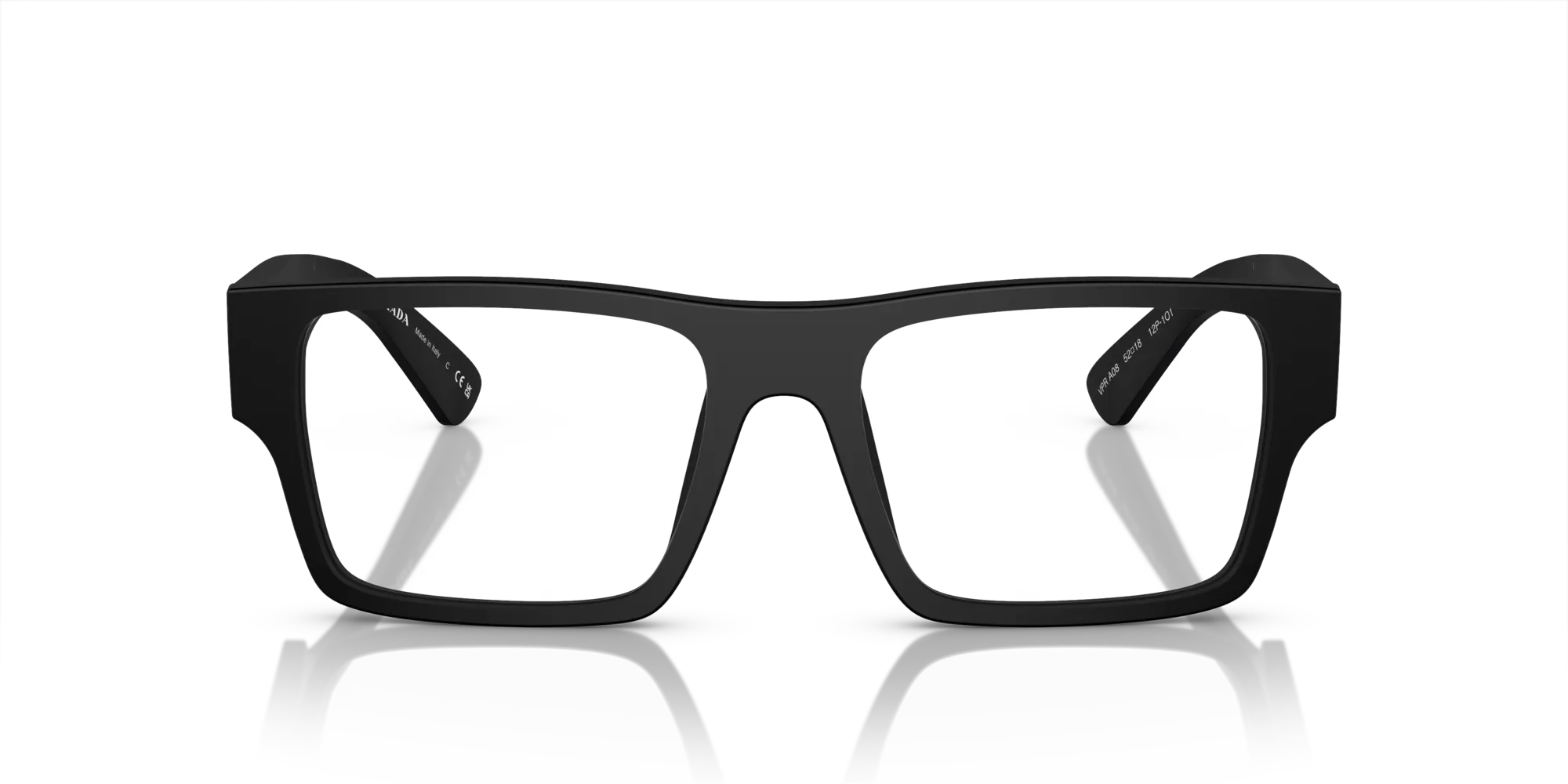 Prada PR A08V 12P1O1 Montature da vista Acetato Nero Trasparente Squadrata Normale - immagine 3