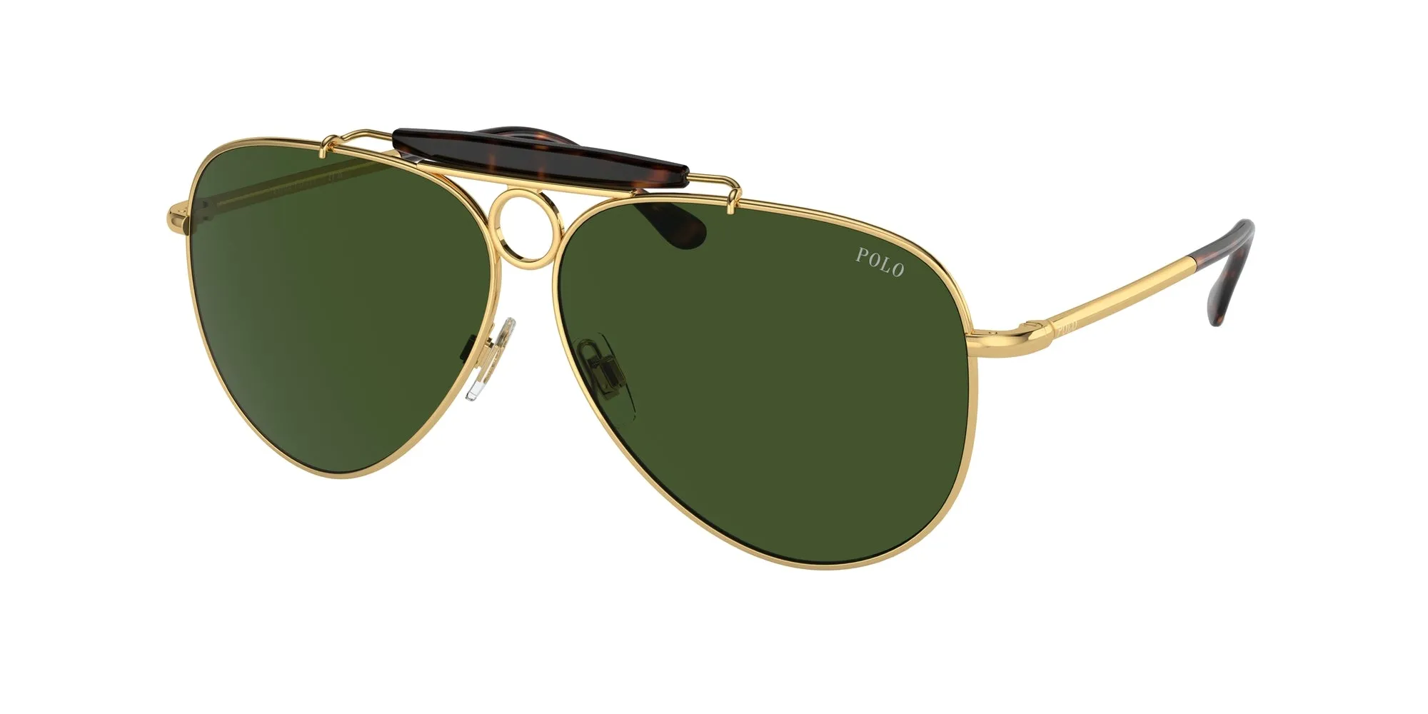 Polo Ralph Lauren PH3149 941171 Occhiali da sole Metallo Oro Verde Pilot Normale - immagine 1