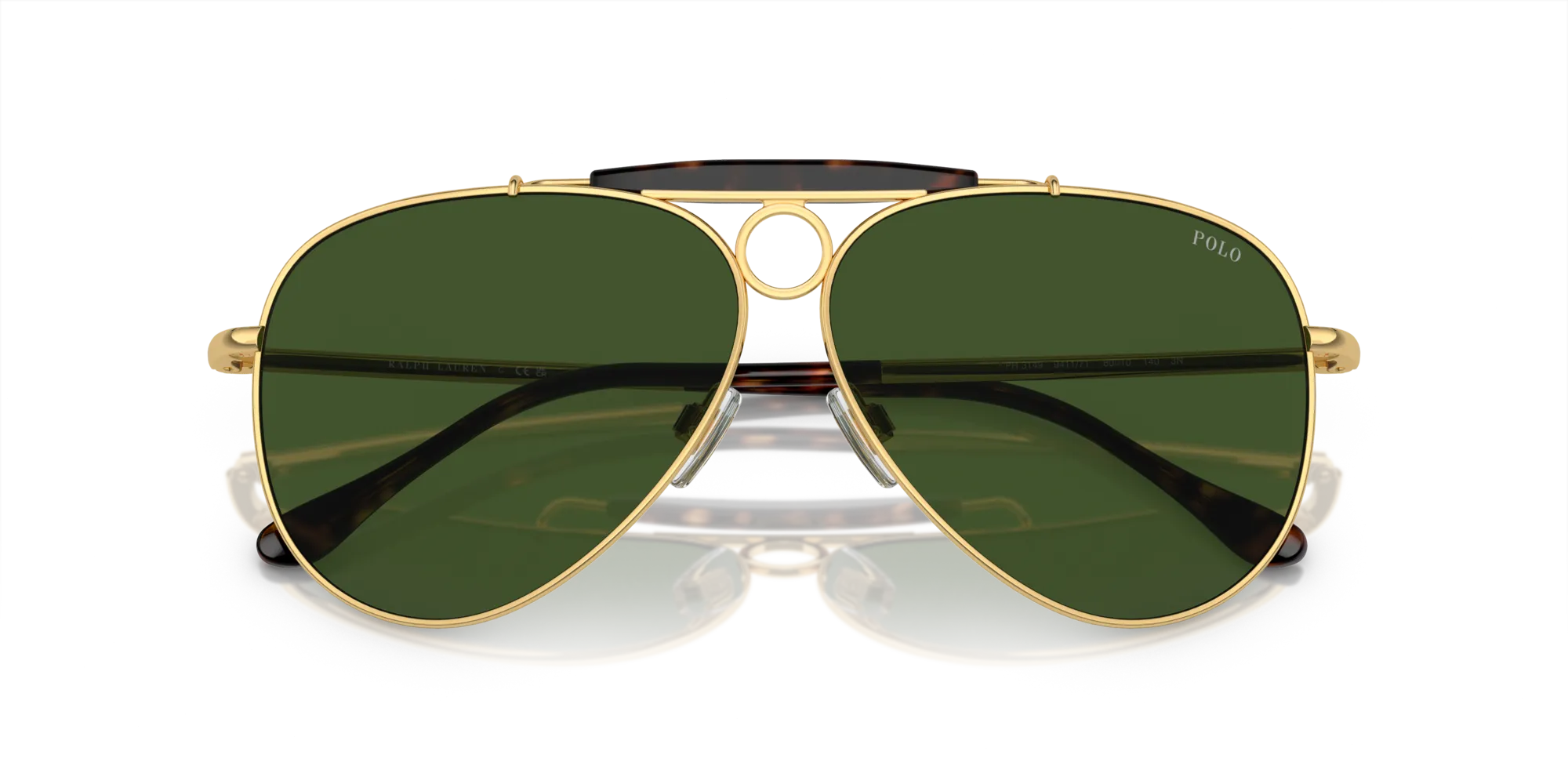Polo Ralph Lauren PH3149 941171 Occhiali da sole Metallo Oro Verde Pilot Normale - immagine 2
