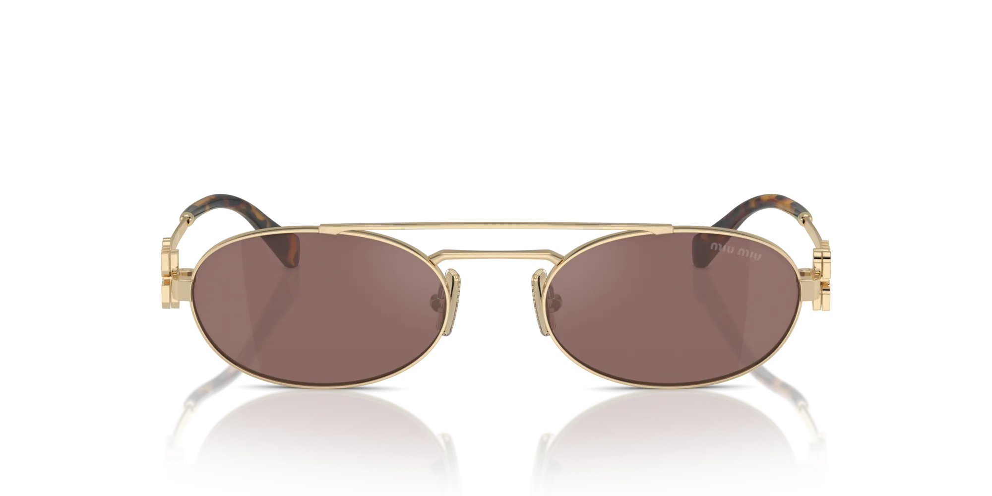 Miu Miu MU 54ZS ZVN70D Occhiali da sole Metallo Oro Marrone Rotonda Normale Specchiato - immagine 3