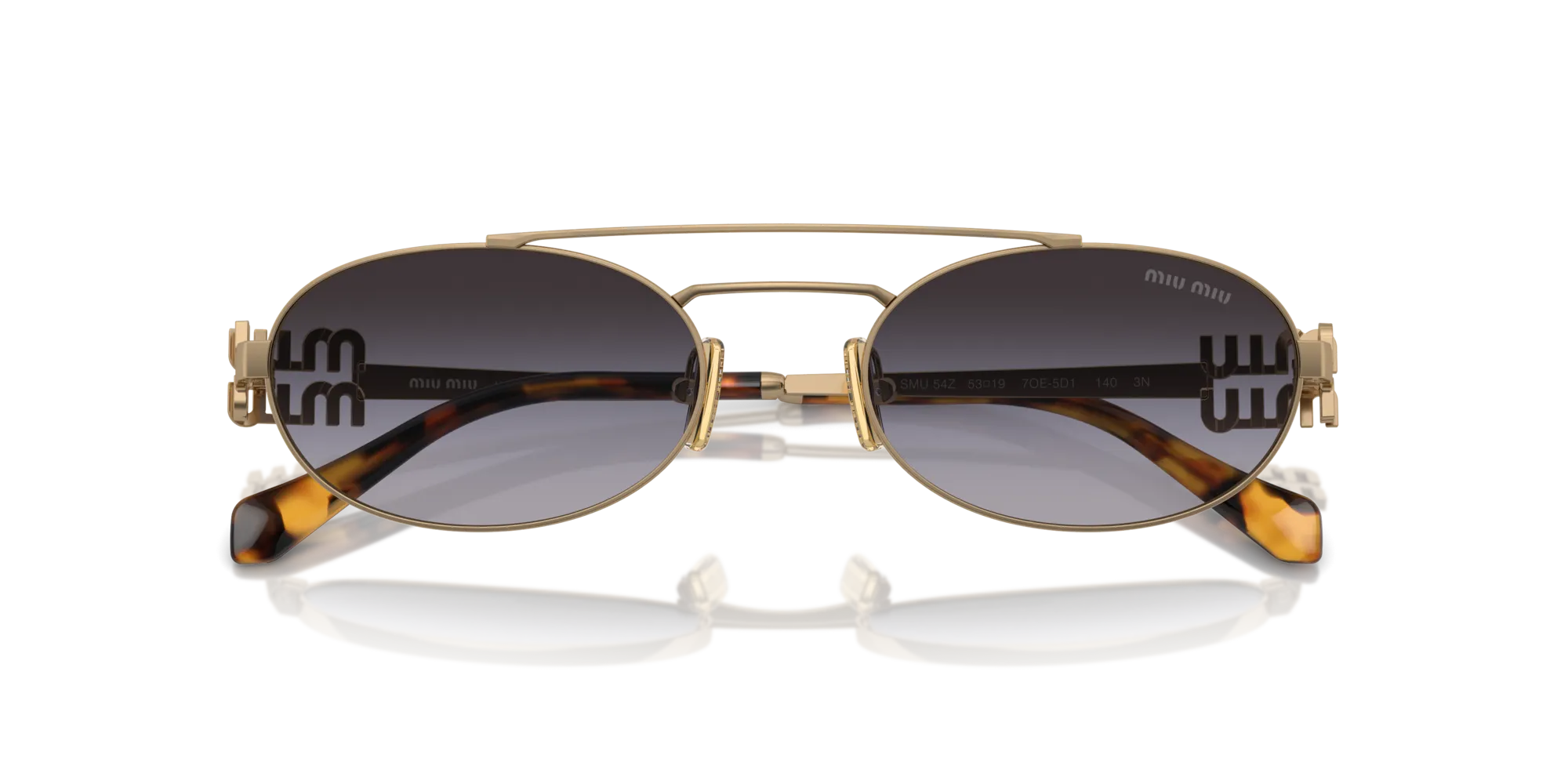 Miu Miu MU 54ZS 7OE5D1 Occhiali da sole Metallo Oro Grigio Rotonda Normale Sfumato - immagine 2