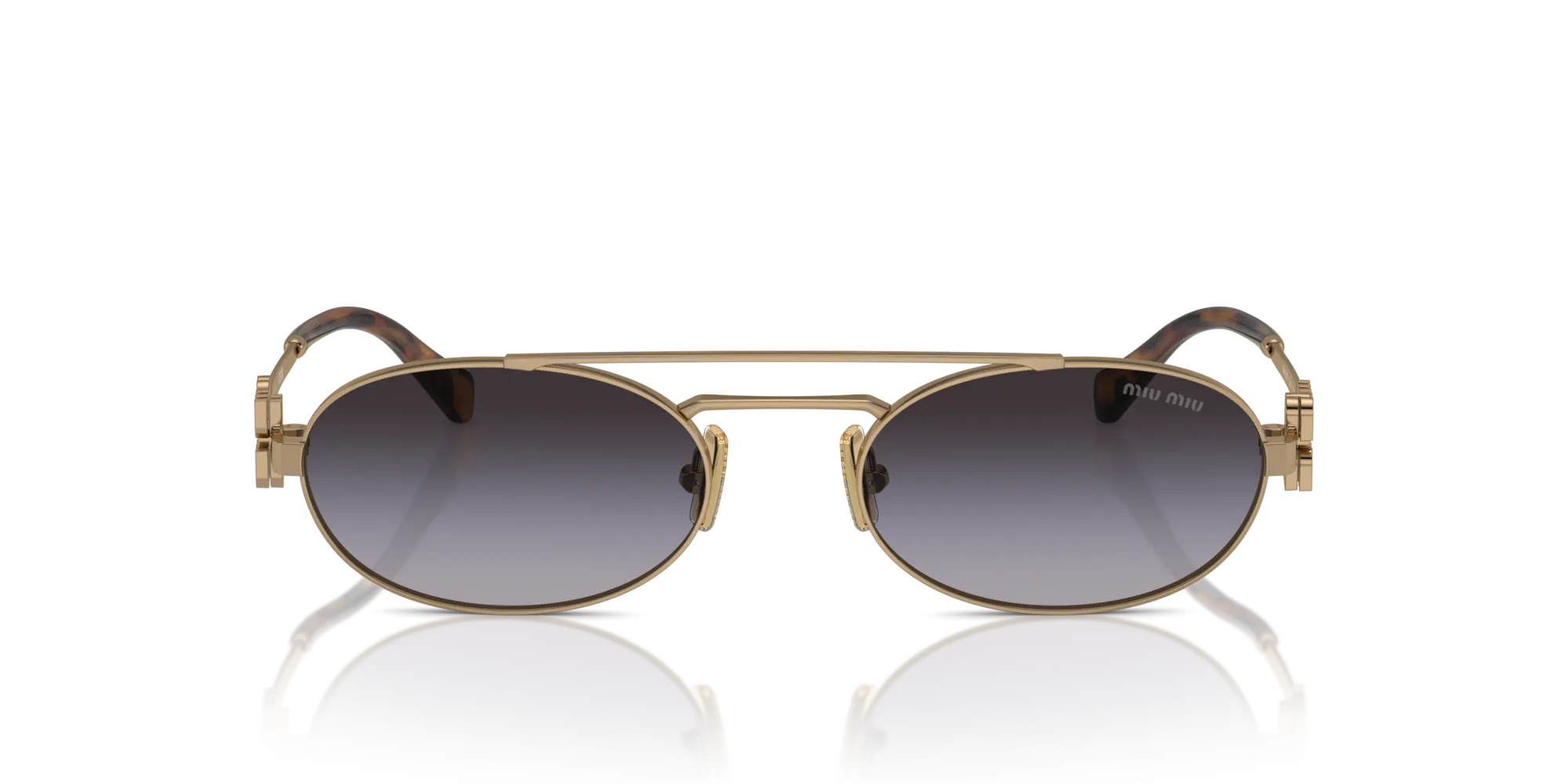 Miu Miu MU 54ZS 7OE5D1 Occhiali da sole Metallo Oro Grigio Rotonda Normale Sfumato - immagine 3